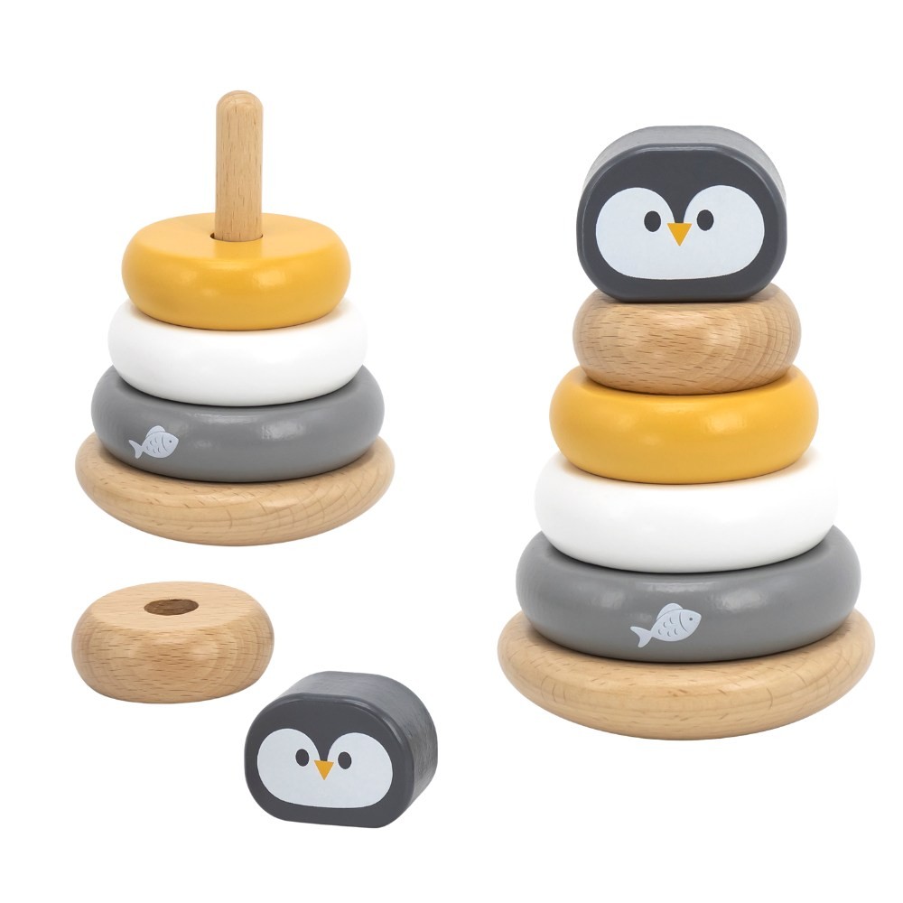 VIGA PolarB Set Wooden Pyramid + Penguin Hammer Punch Montessori - Slika 3