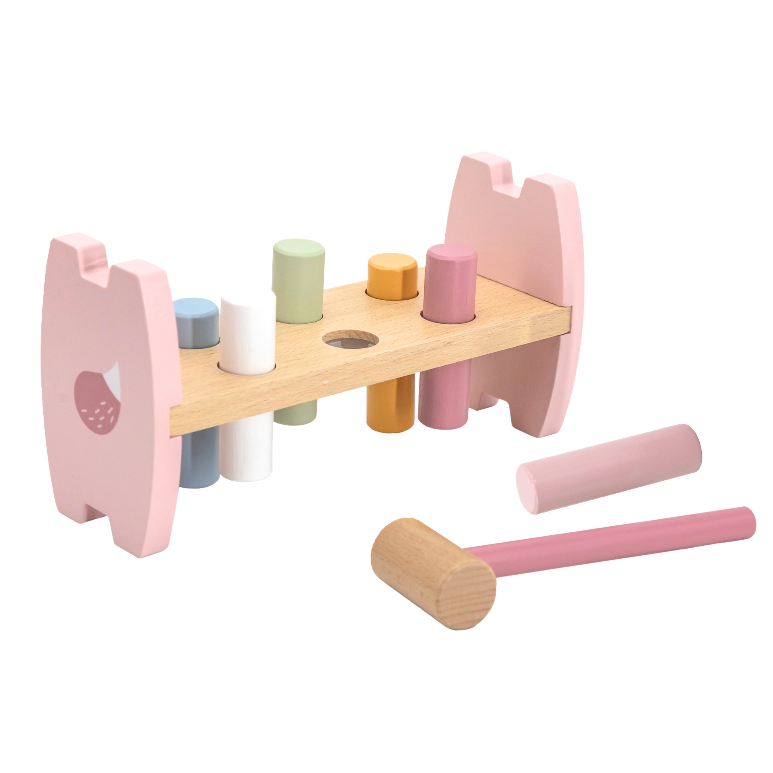 VIGA PolarB Wooden Pyramid + Punch with Hammer Set Montessori Fox - Slika 5