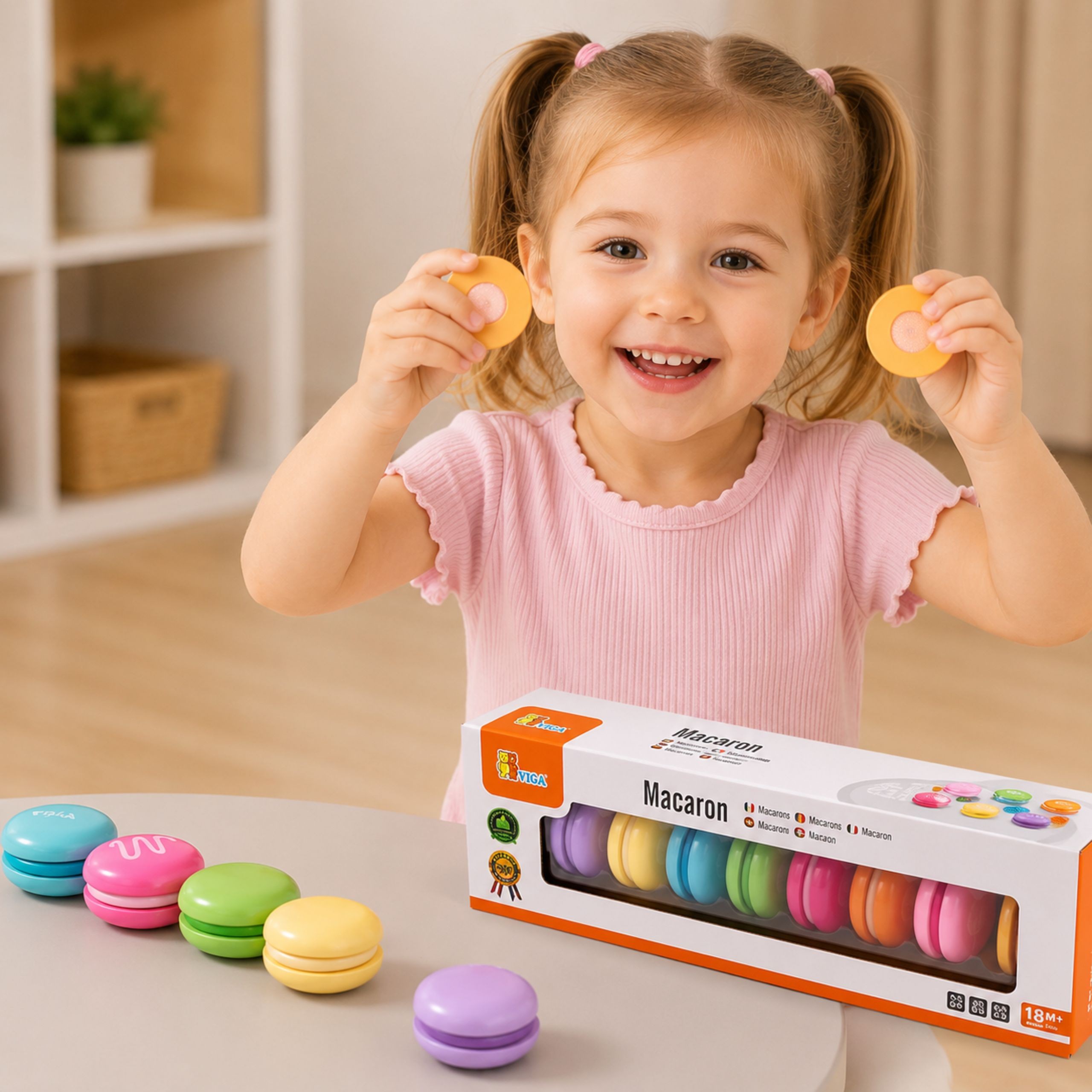 VIGA Wooden Cookies Colorful Cookies Macaroon Set 8 pcs - Slika 4