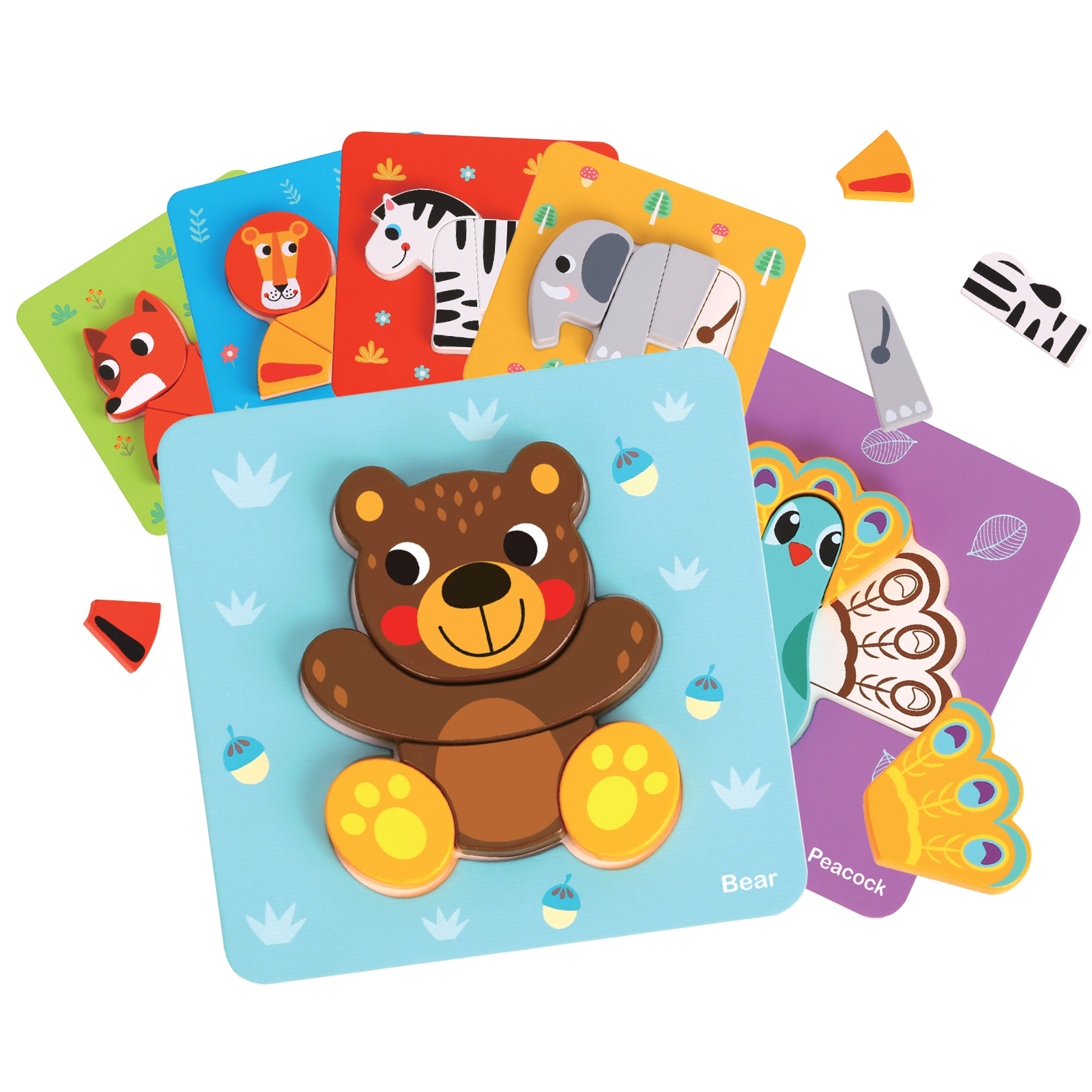 WOOPIE GREEN Wooden Puzzle Blocks Animals Montessori FSC 34pcs. - Slika 8