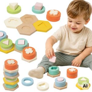 CLASSIC WORLD Montessori Shape and Color Sorter Puzzle Tower