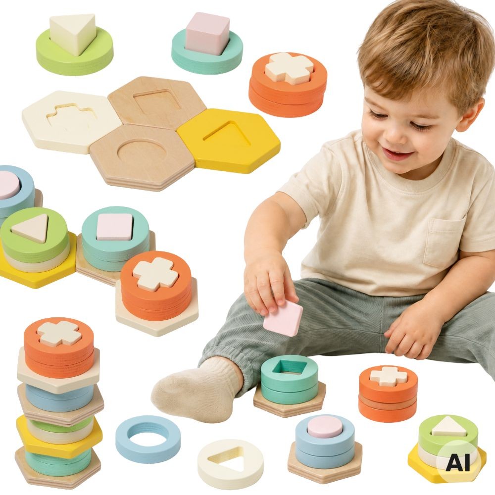 CLASSIC WORLD Montessori Shape and Color Sorter Puzzle Tower