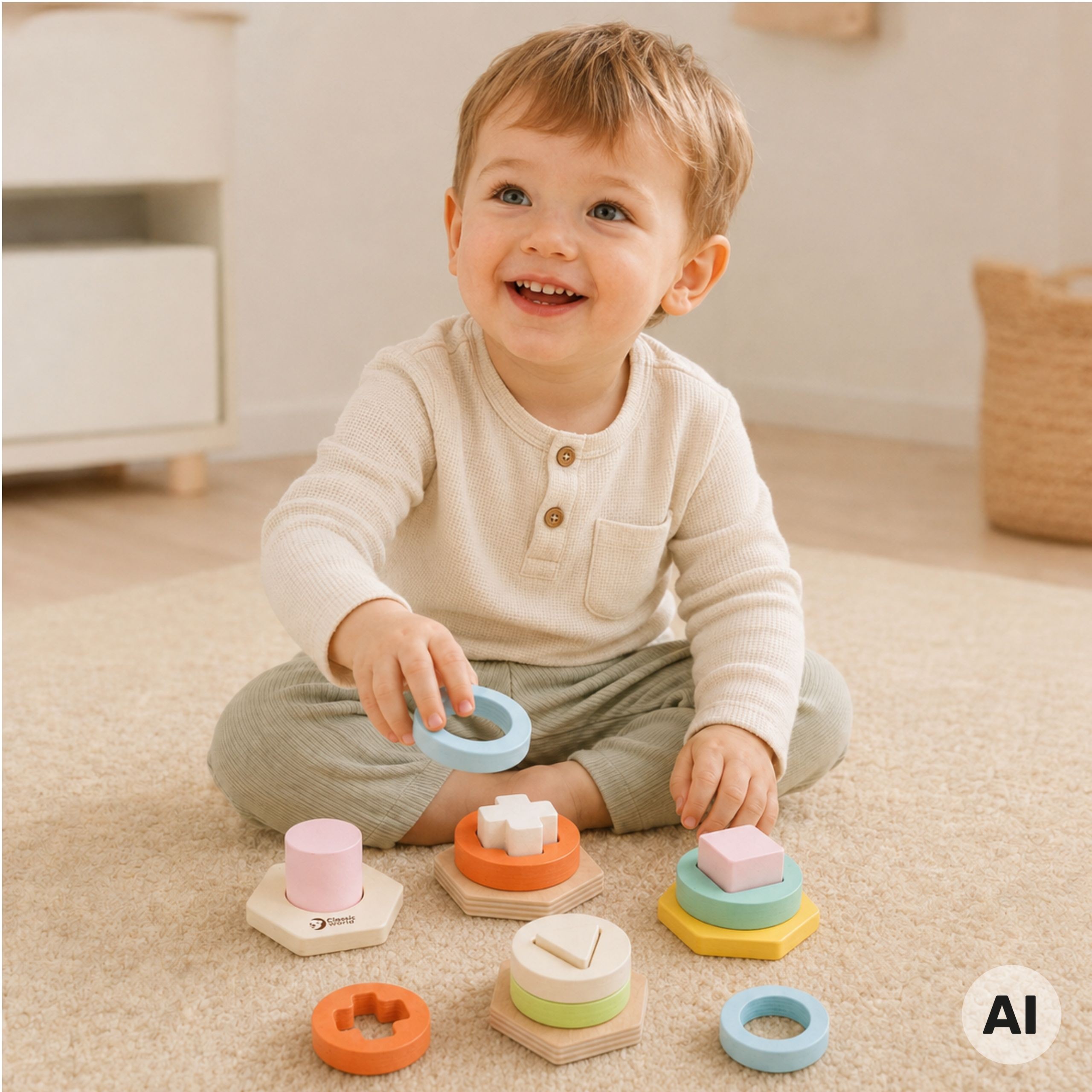 CLASSIC WORLD Montessori Shape and Color Sorter Puzzle Tower - Slika 2