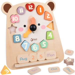 CLASSIC WORLD Teddy Bear Clock Montessori Educational 3 in 1 Learning Time Counting and Date