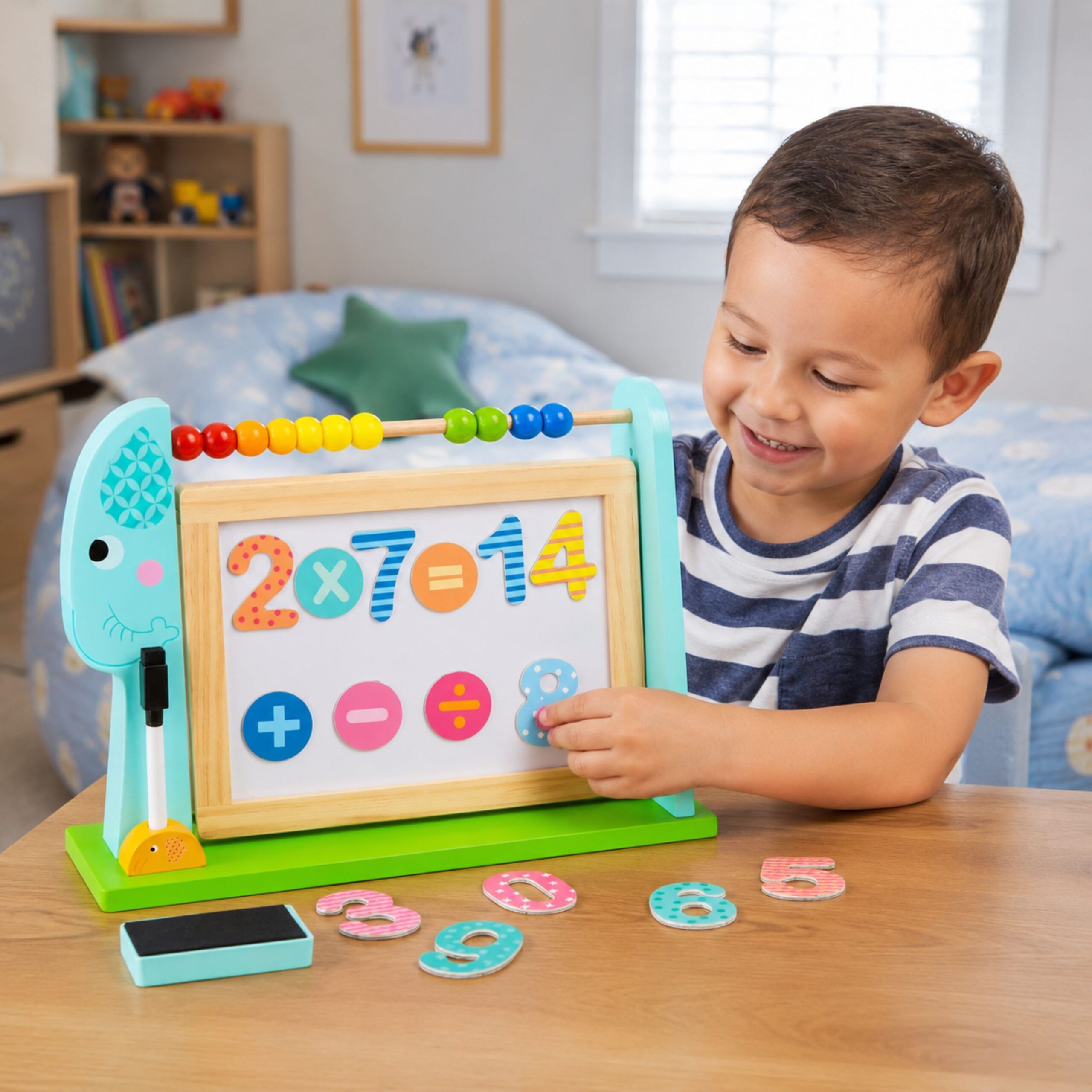 TOOKY TOY Large Wooden Double-Sided Magnetic + Chalk Board - Slika 6