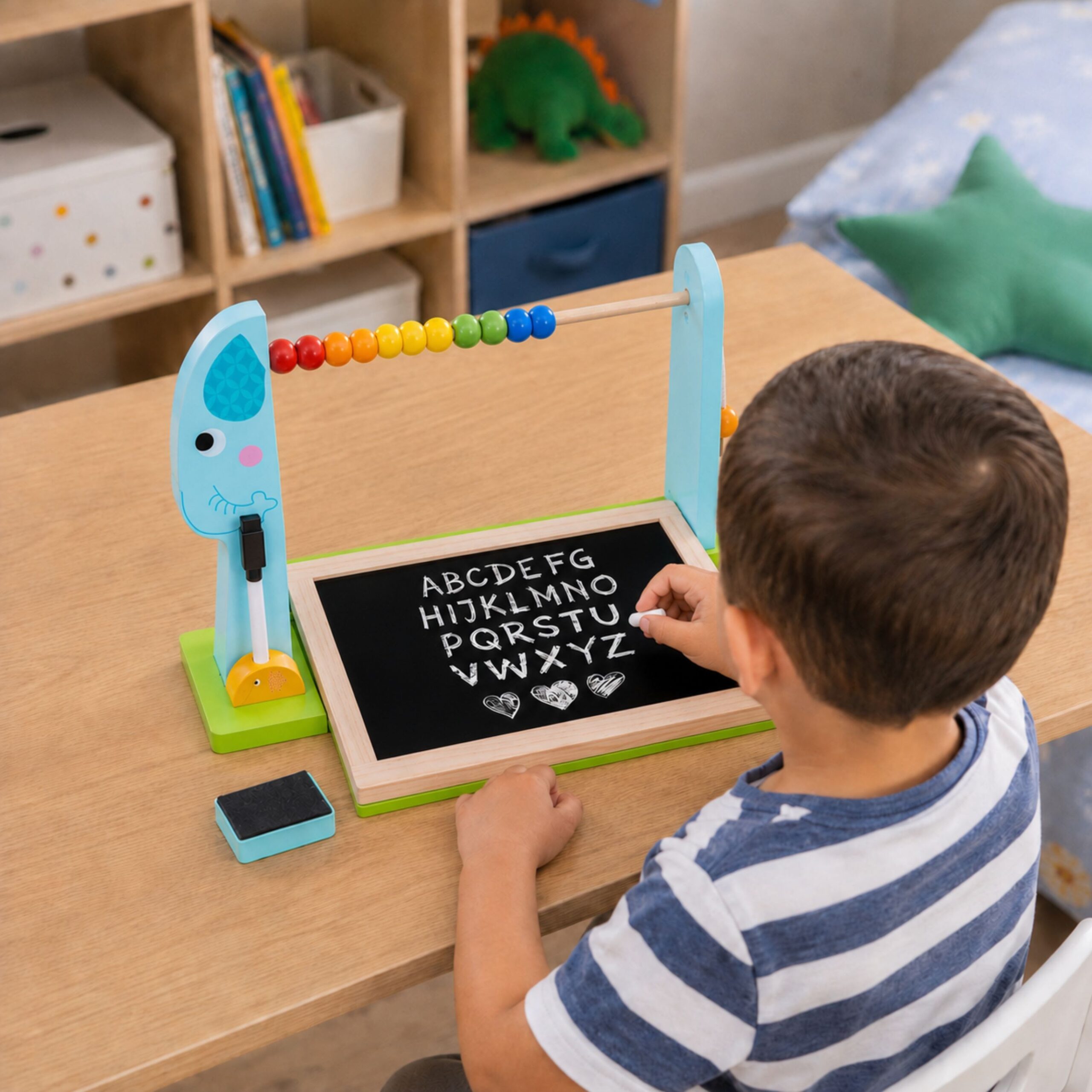 TOOKY TOY Large Wooden Double-Sided Magnetic + Chalk Board - Slika 7