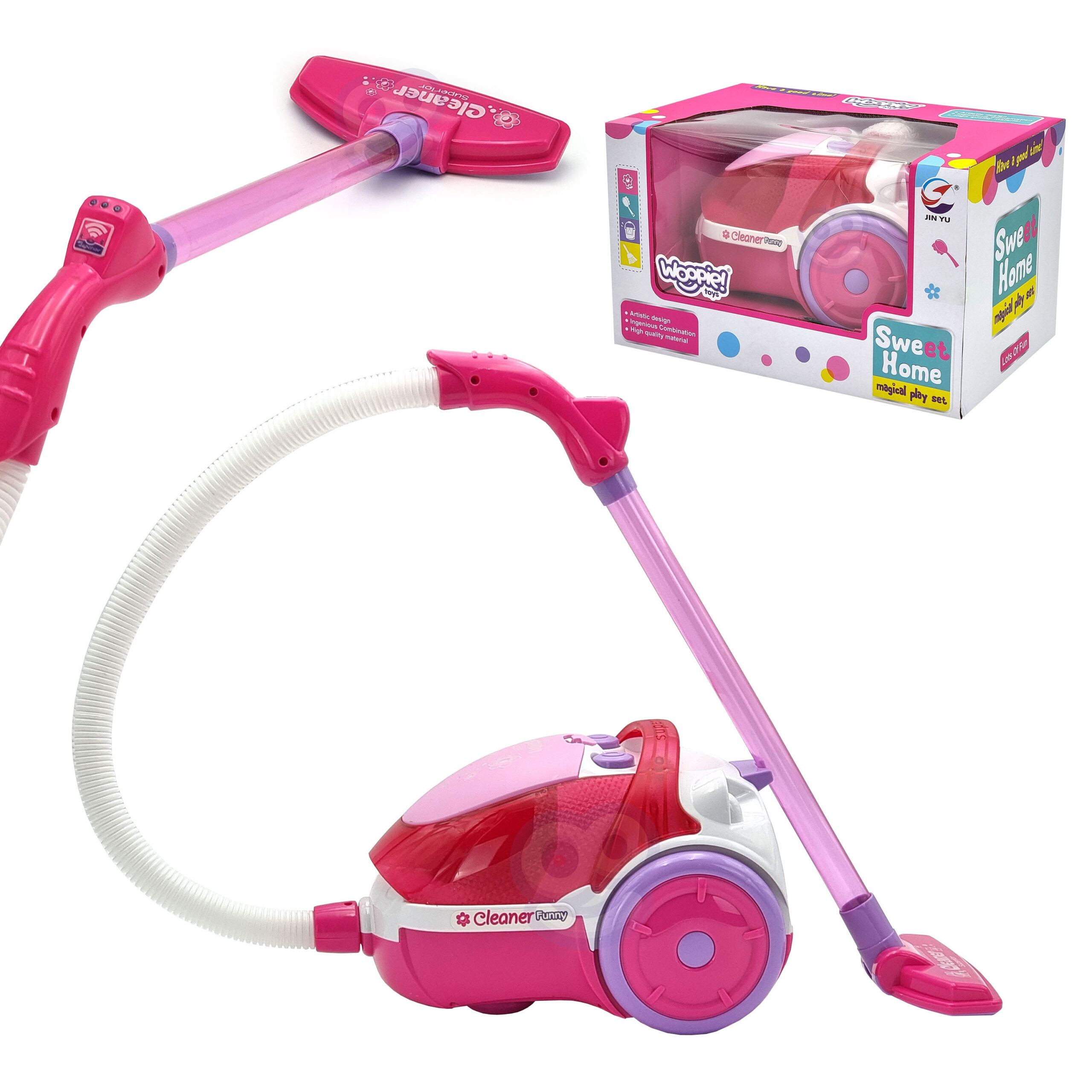 WOOPIE Vacuum Cleaner for Kids with Suction Function Pink