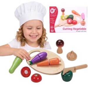 CLASSIC WORLD Wooden Vegetable Cutter Set with Velcro 16 pcs.