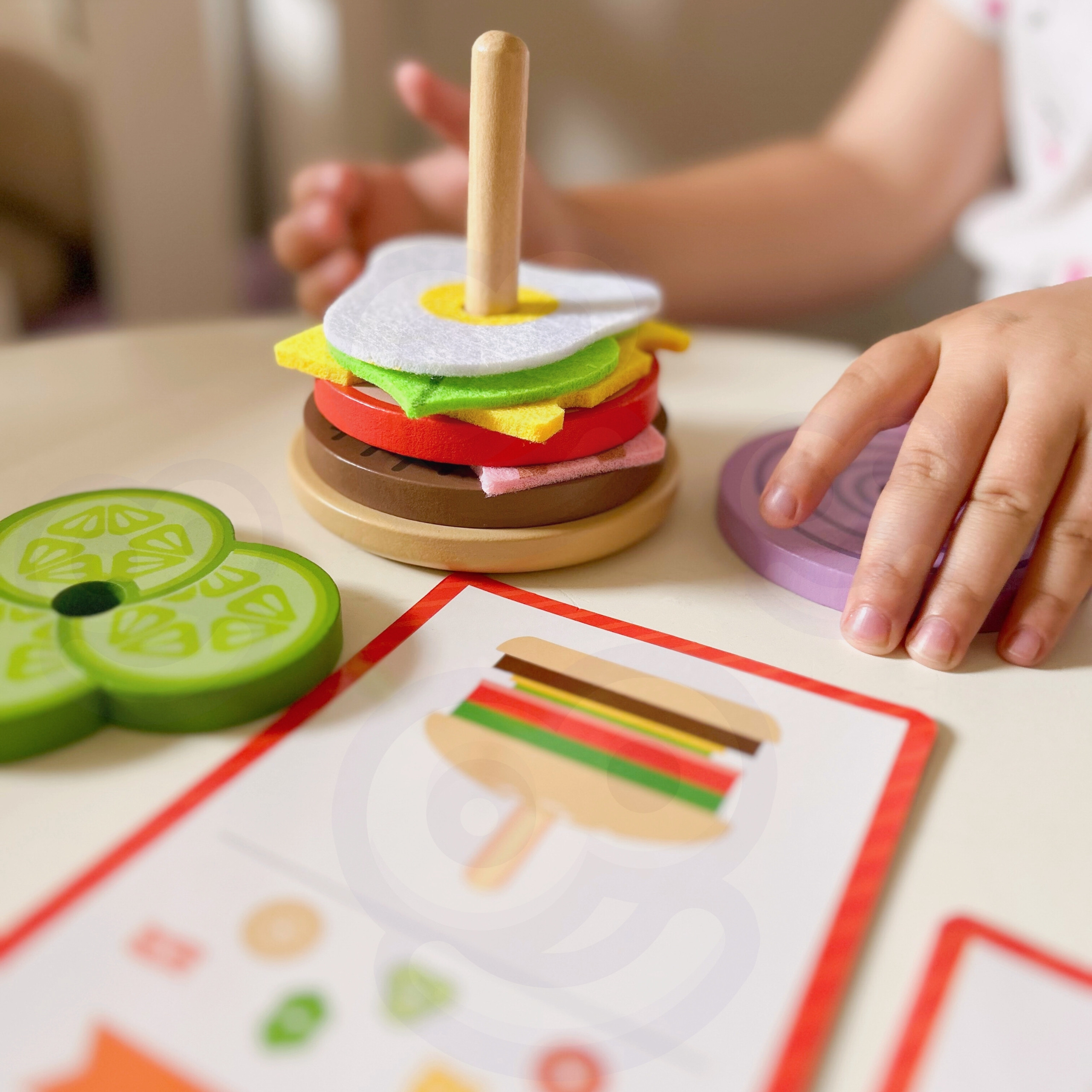 WOOPIE GREEN Wooden Burger Restaurant Puzzle for Children 15 Pieces FSC Certified - Slika 3