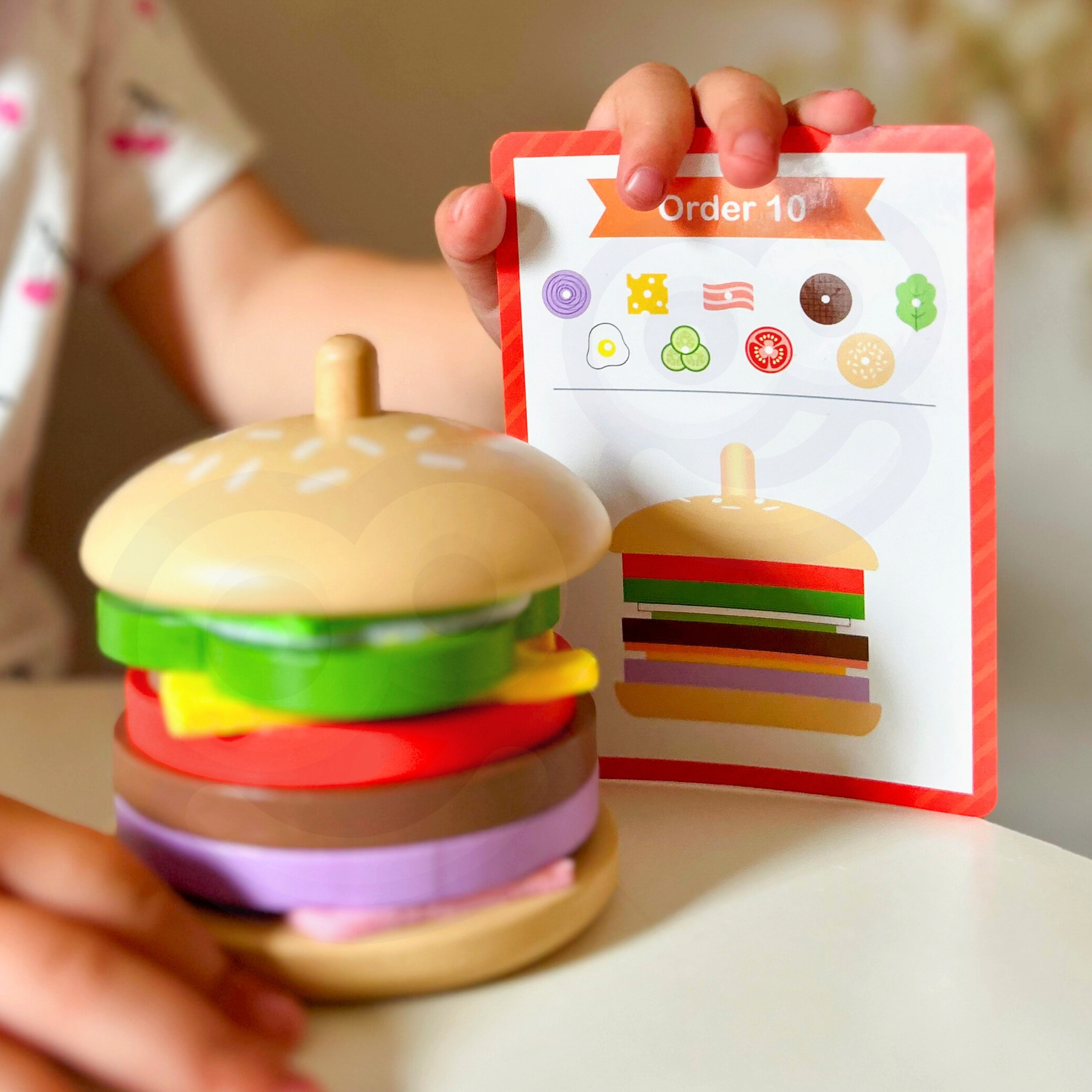 WOOPIE GREEN Wooden Burger Restaurant Puzzle for Children 15 Pieces FSC Certified - Slika 4