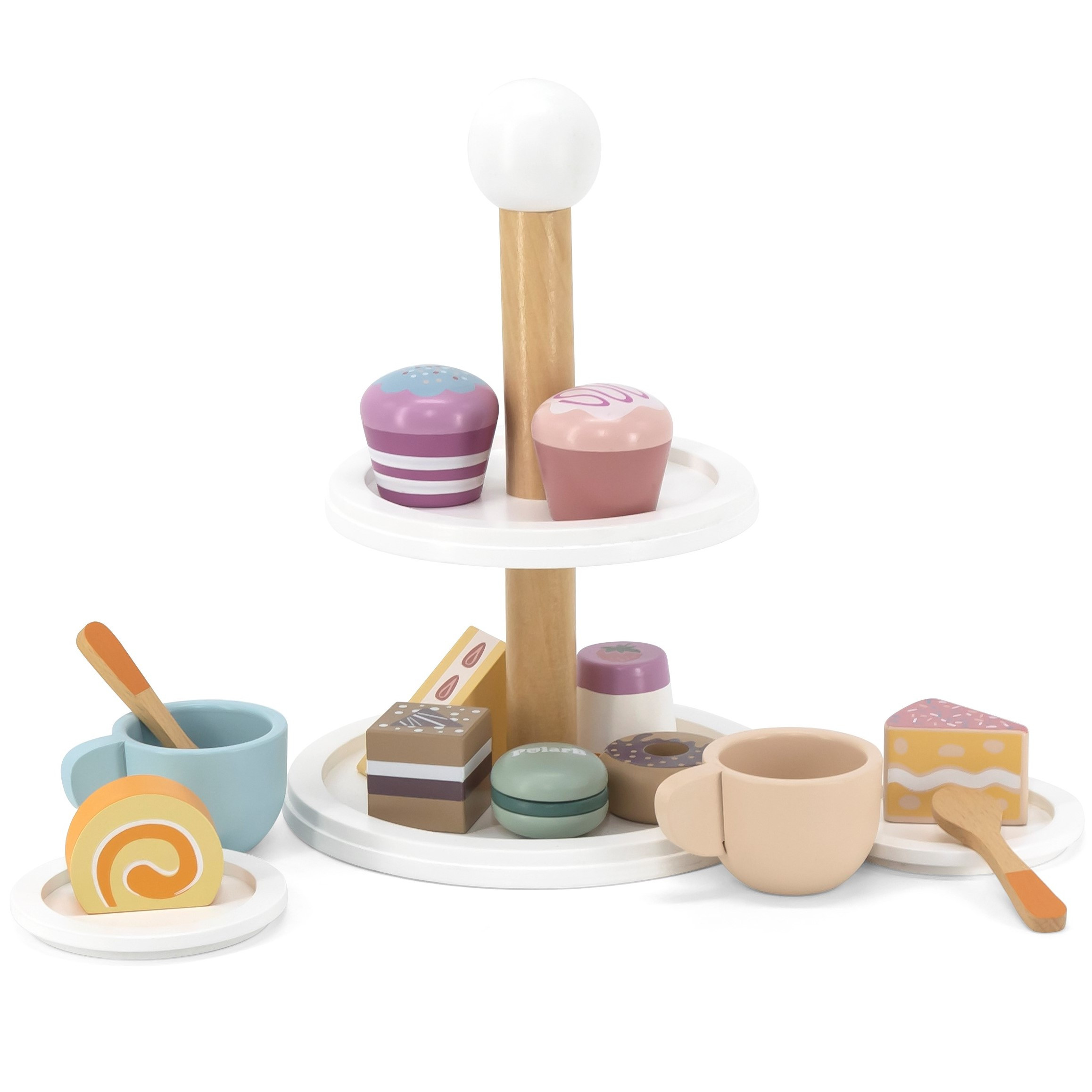 VIGA PolarB Wooden cake stand with cupcakes, cookies and coffee, set of 15 - Slika 8