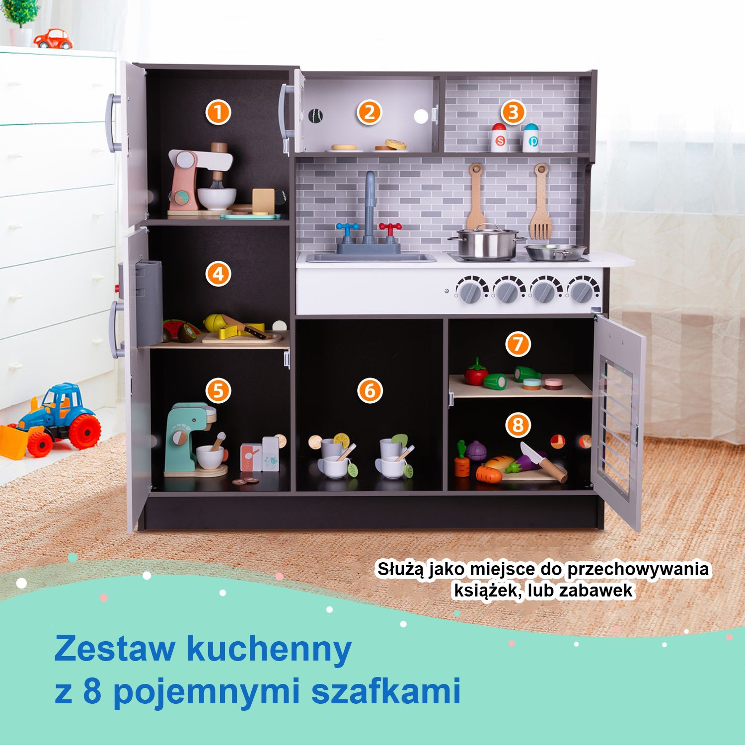 TOOKY TOY Modern Wooden Kitchen Accessories - Slika 3