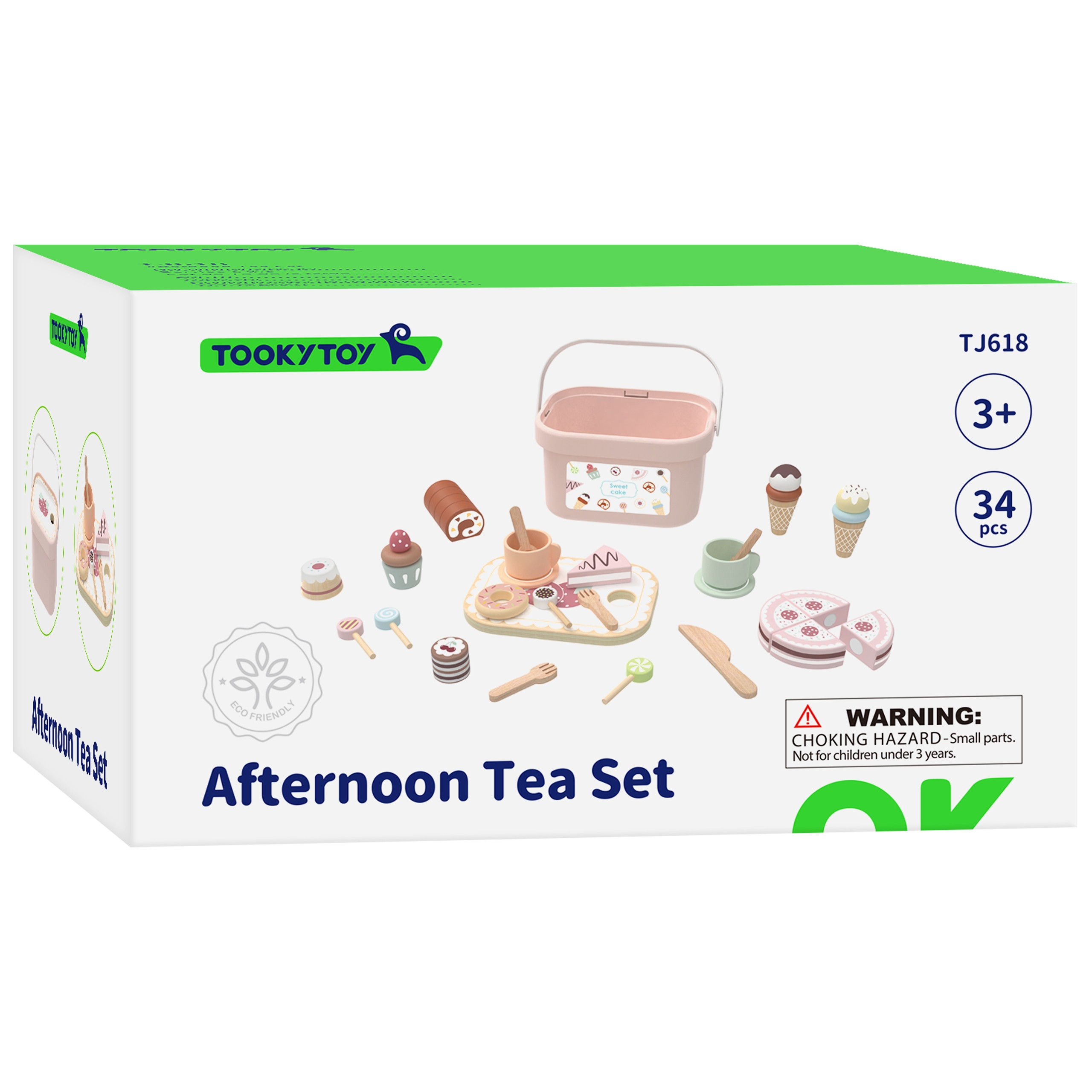 TOOKY TOY Sweet Cake Wooden Set of Sweets in a Box Confectionery Ice Cream Parlor - Slika 8