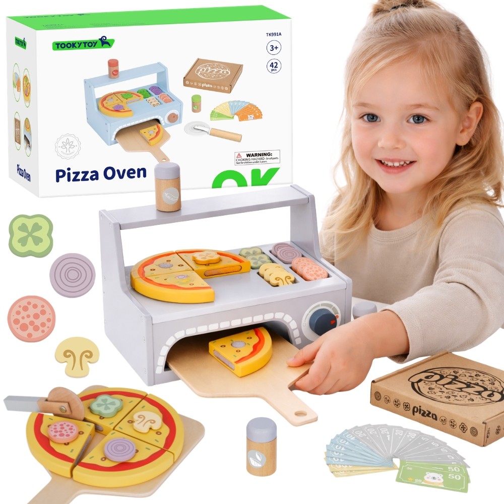TOOKY TOY Pizzeria Wooden Pizza Oven Accessories