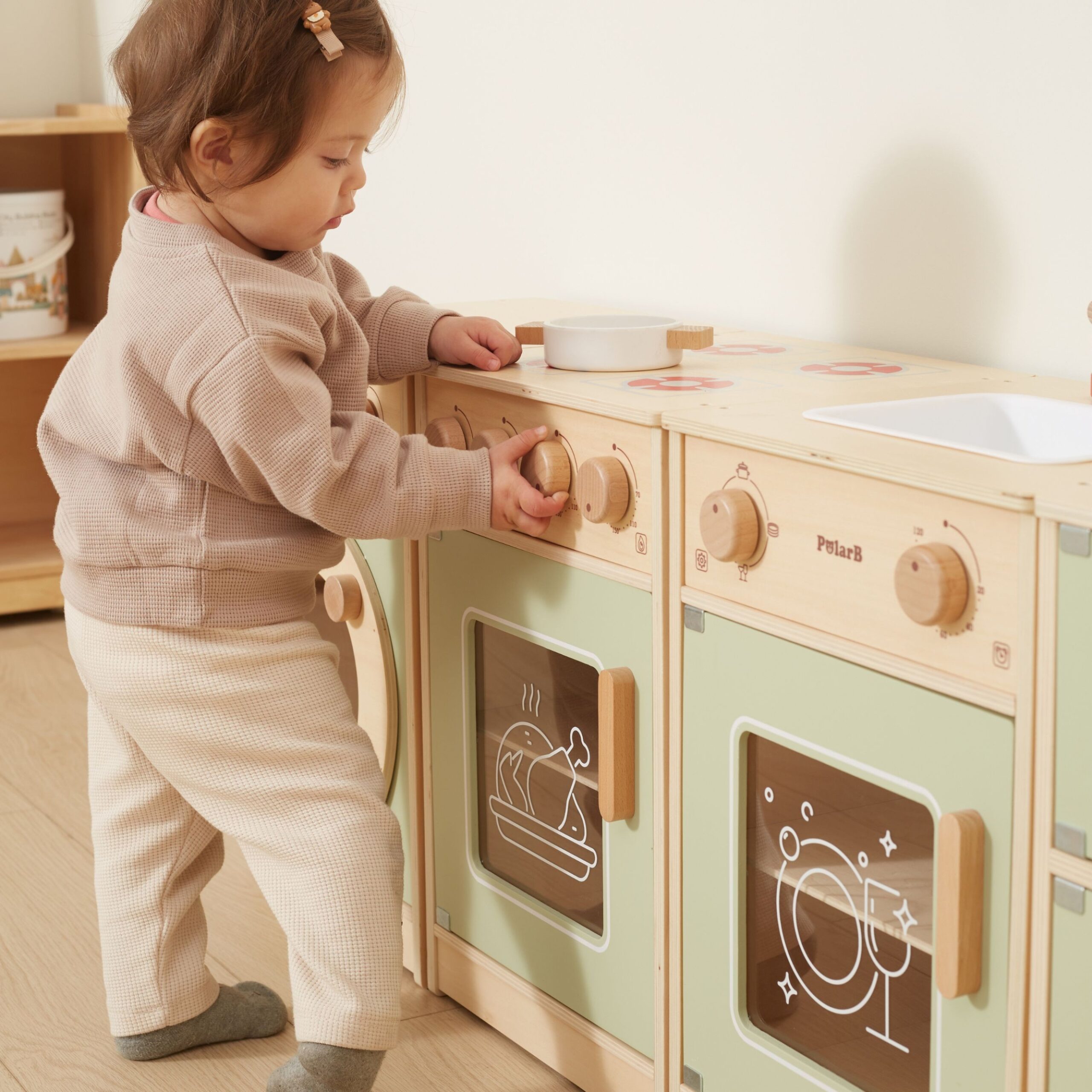 VIGA PolarB Wooden Kitchen Set XL Washing Machine, Stove, Dishwasher - Green - Slika 3