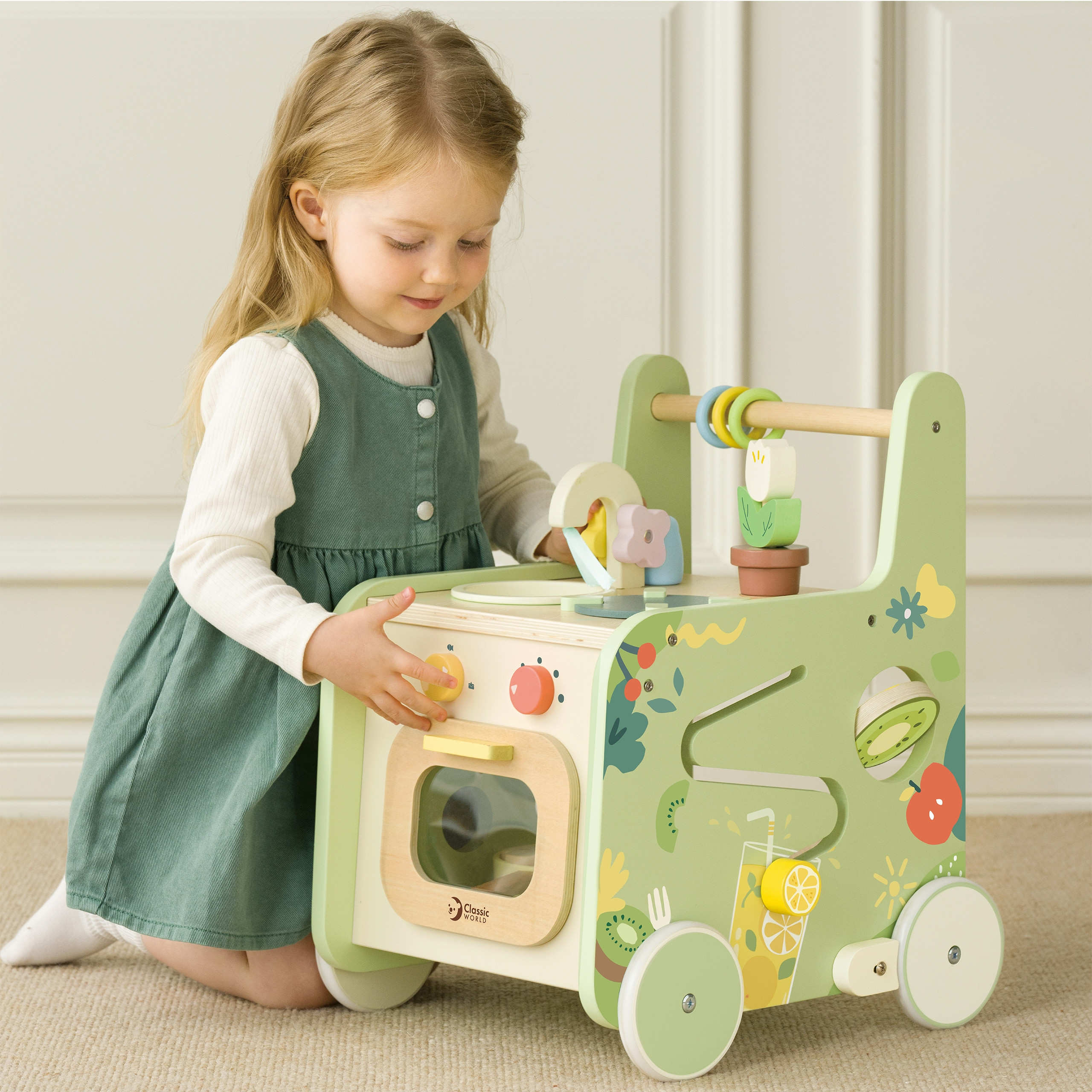 CLASSIC WORLD Wooden Kitchen 2 in 1 Pusher with Removable Wheels - Slika 2