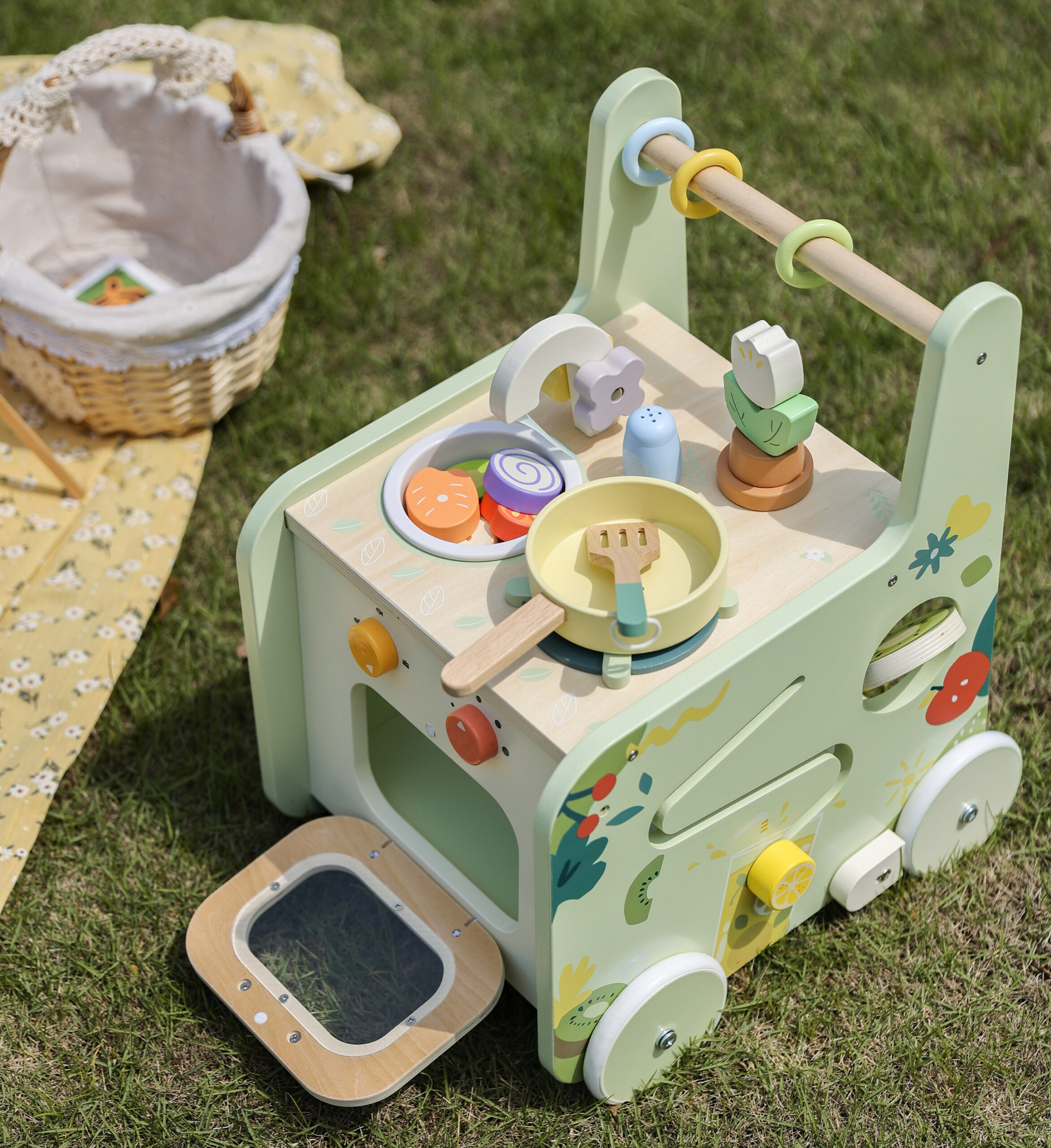 CLASSIC WORLD Wooden Kitchen 2 in 1 Pusher with Removable Wheels - Slika 4