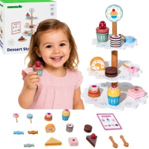TOOKY TOY Sweets Platter Wooden Stand Cupcakes Cakes