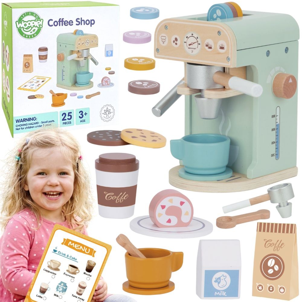 WOOPIE GREEN Wooden Coffee Maker Confectionery Barista 25 pcs.