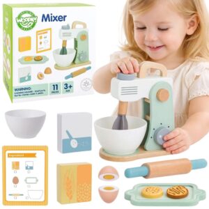 WOOPIE GREEN Wooden Kitchen Mixer Blender with Accessories 11 pcs.