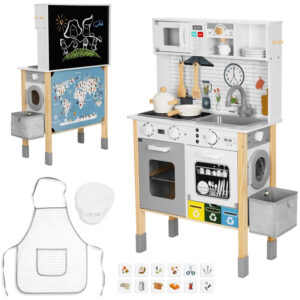 WOOPIE GREEN 9-in-1 Wooden Interactive Kitchen with Washing Machine and Whiteboard