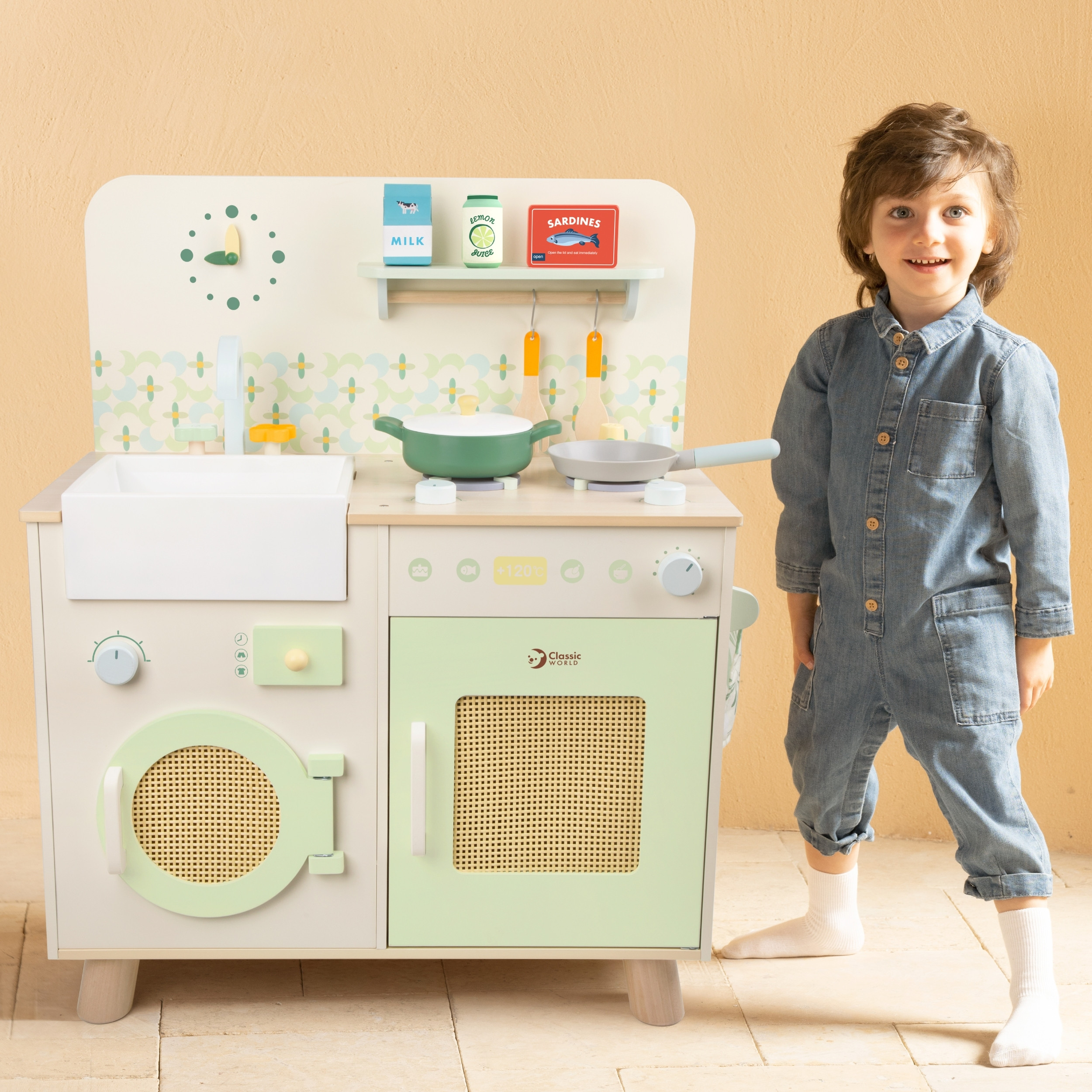 CLASSIC WORLD Wooden Kitchen XXL Multifunctional with Washing Machine and Accessories 14 pcs. - Slika 2