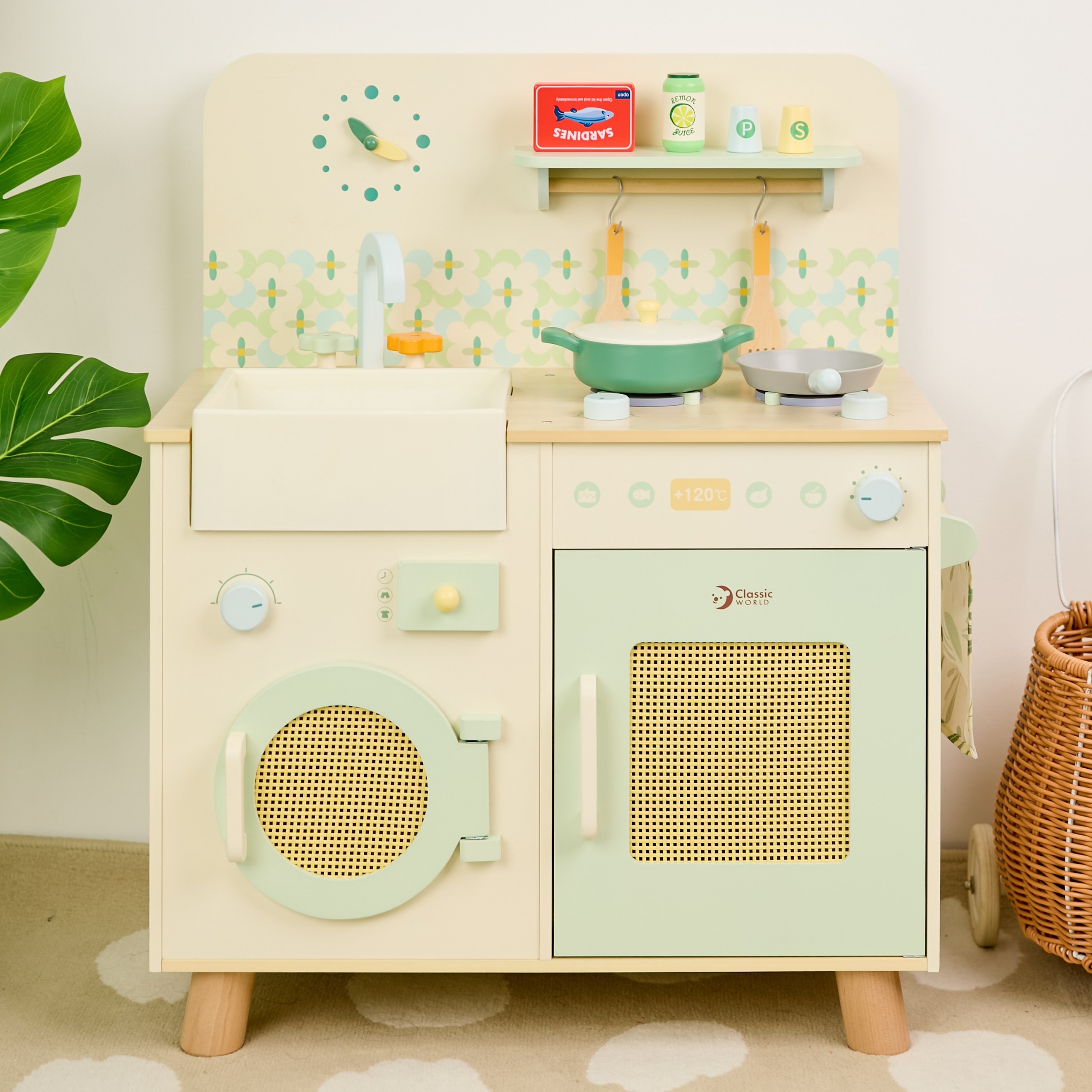 CLASSIC WORLD Wooden Kitchen XXL Multifunctional with Washing Machine and Accessories 14 pcs. - Slika 3