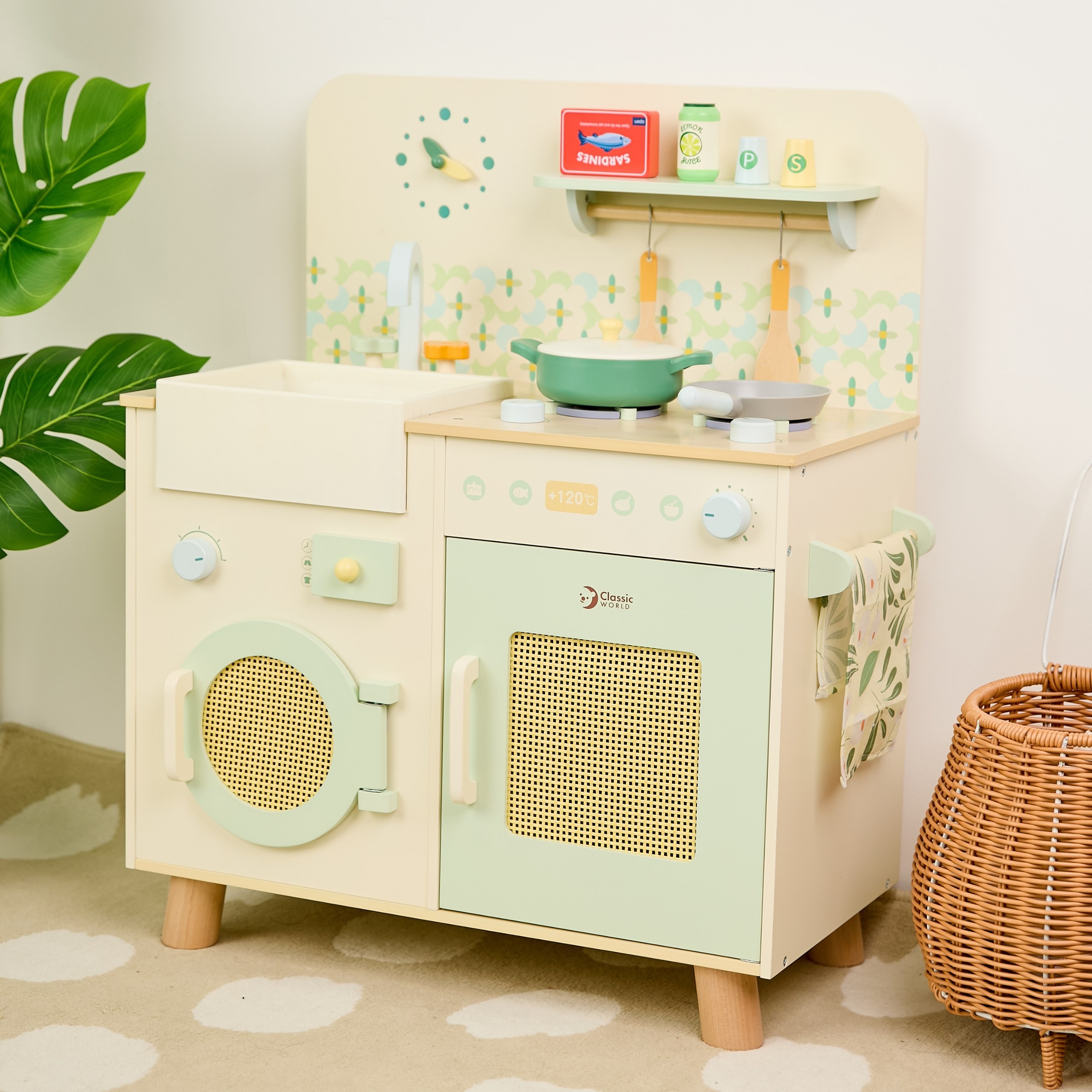 CLASSIC WORLD Wooden Kitchen XXL Multifunctional with Washing Machine and Accessories 14 pcs. - Slika 4