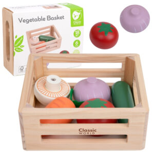 CLASSIC WORLD Set of Wooden Vegetables in Basket 6 pcs.