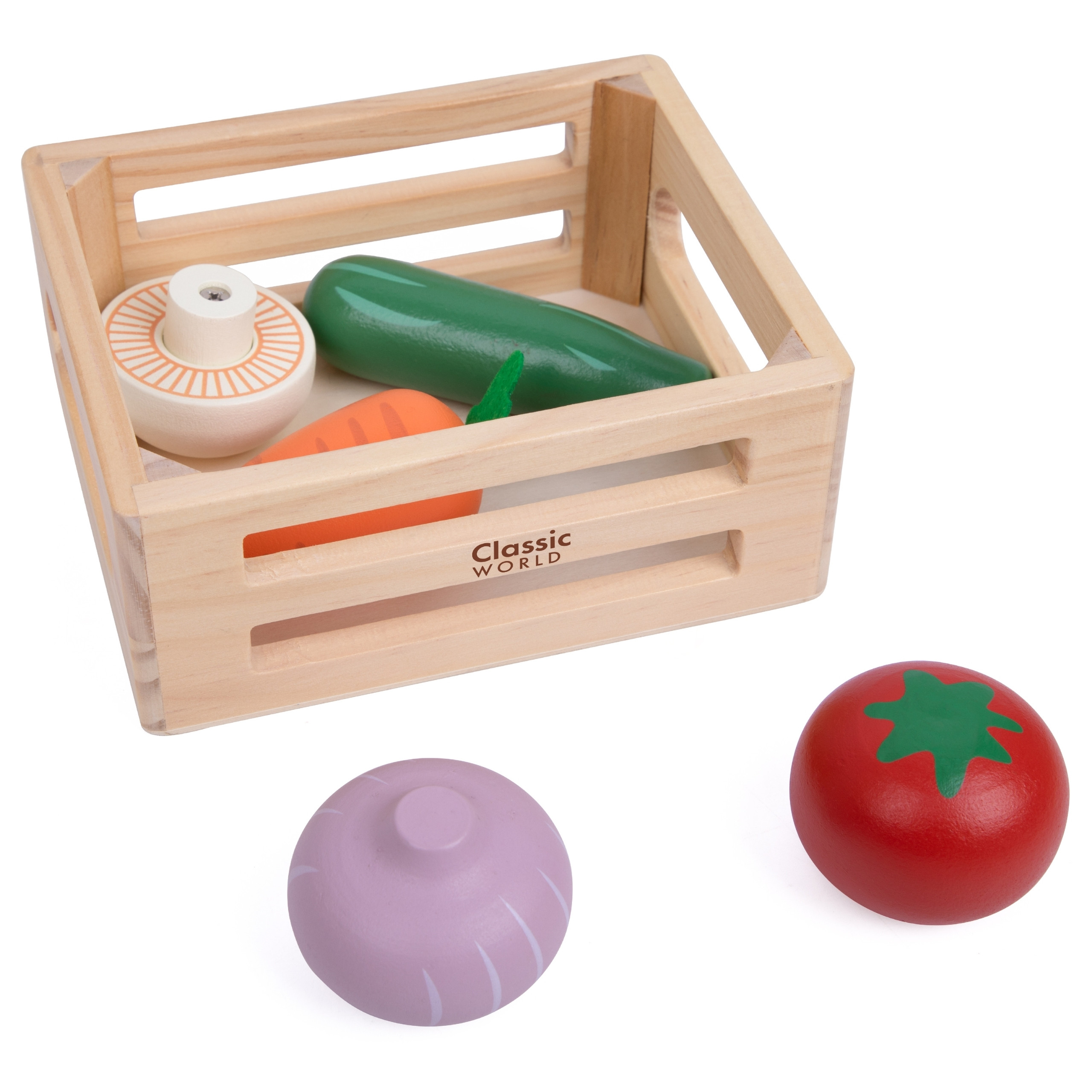CLASSIC WORLD Set of Wooden Vegetables in Basket 6 pcs. - Slika 3
