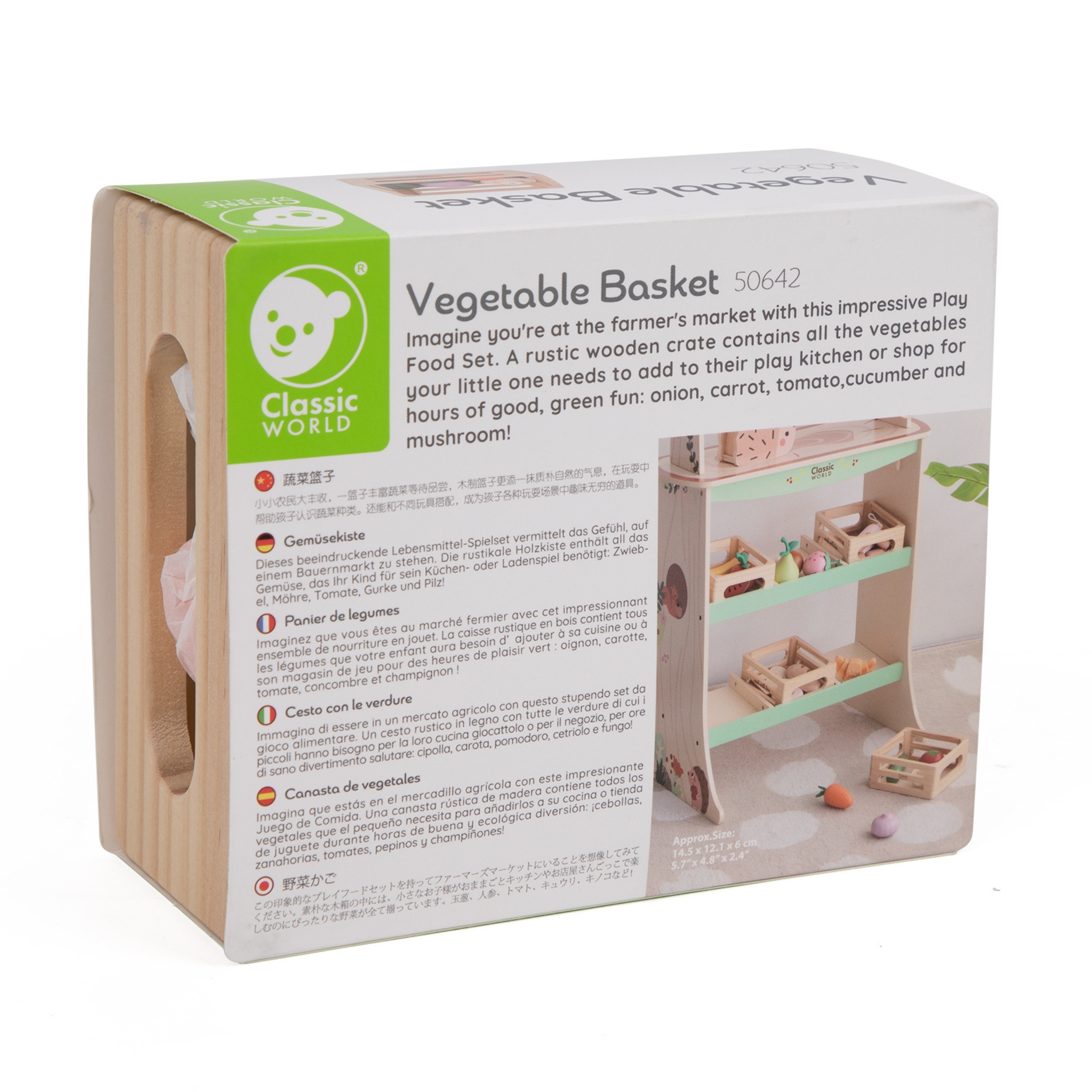 CLASSIC WORLD Set of Wooden Vegetables in Basket 6 pcs. - Slika 6