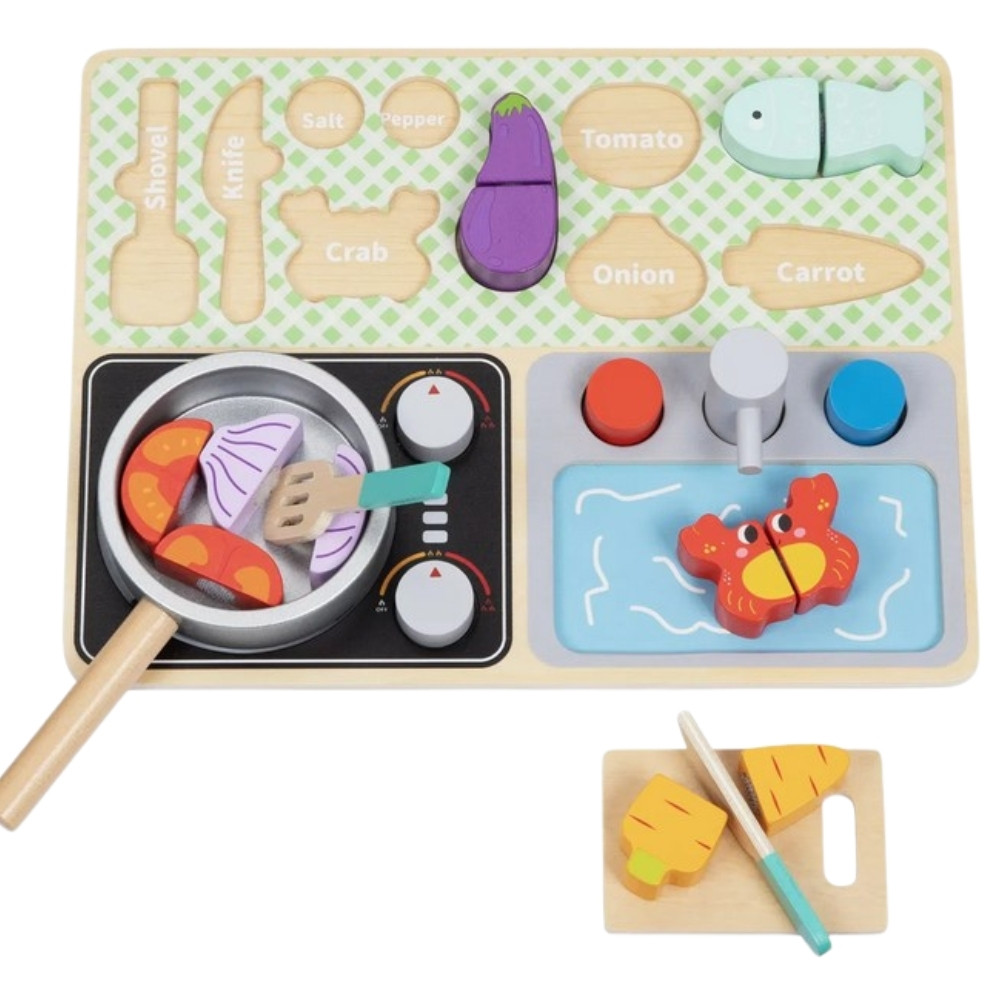 TOOKY TOY Wooden Kitchen with Accessories - Little Chef's Set - Slika 6