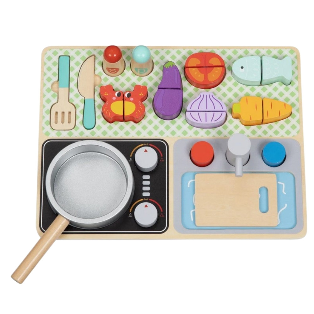 TOOKY TOY Wooden Kitchen with Accessories - Little Chef's Set - Slika 7