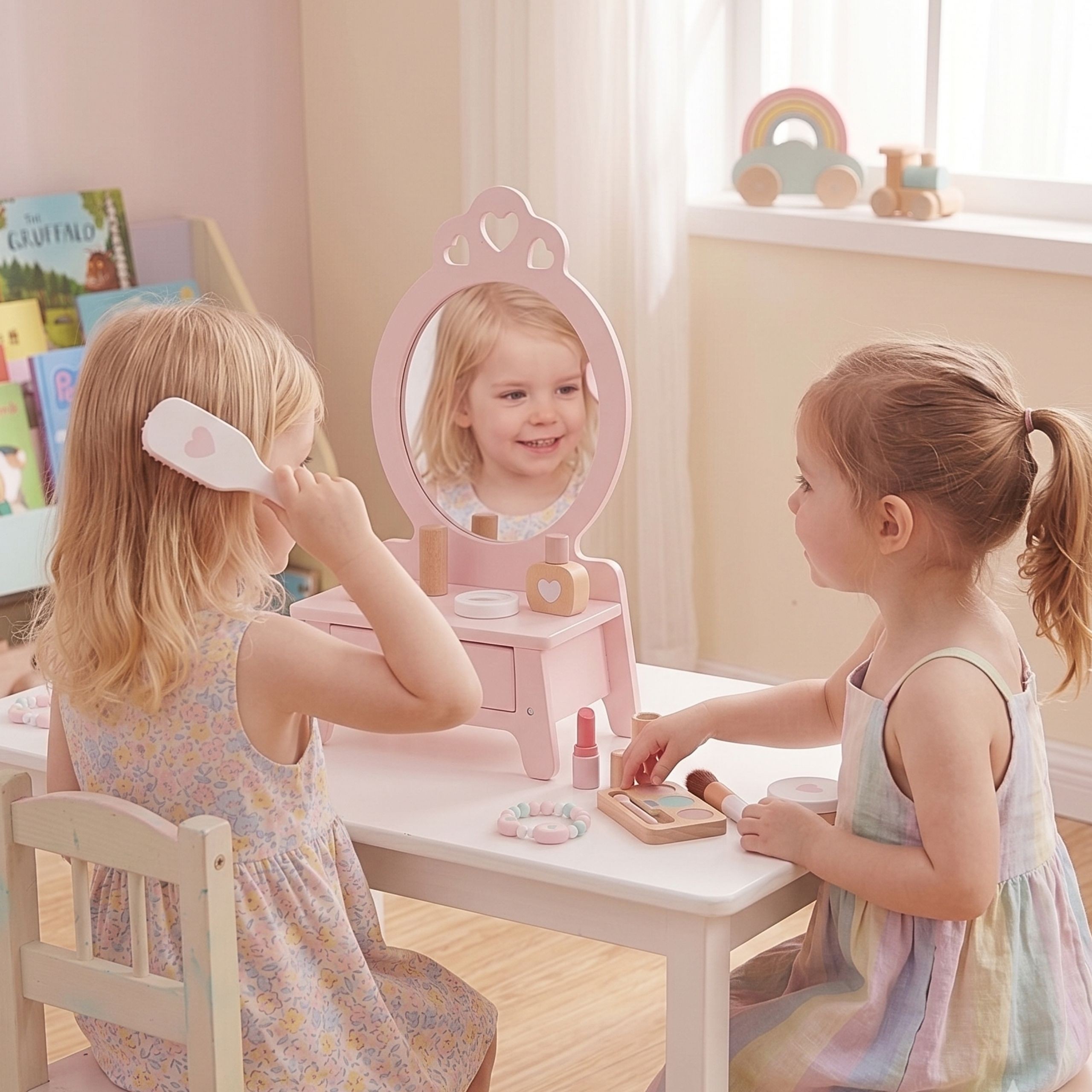 CLASSIC WORLD Wooden Dressing Table for Girls with Mirror + Hair Straightener 11 accessories - Slika 3