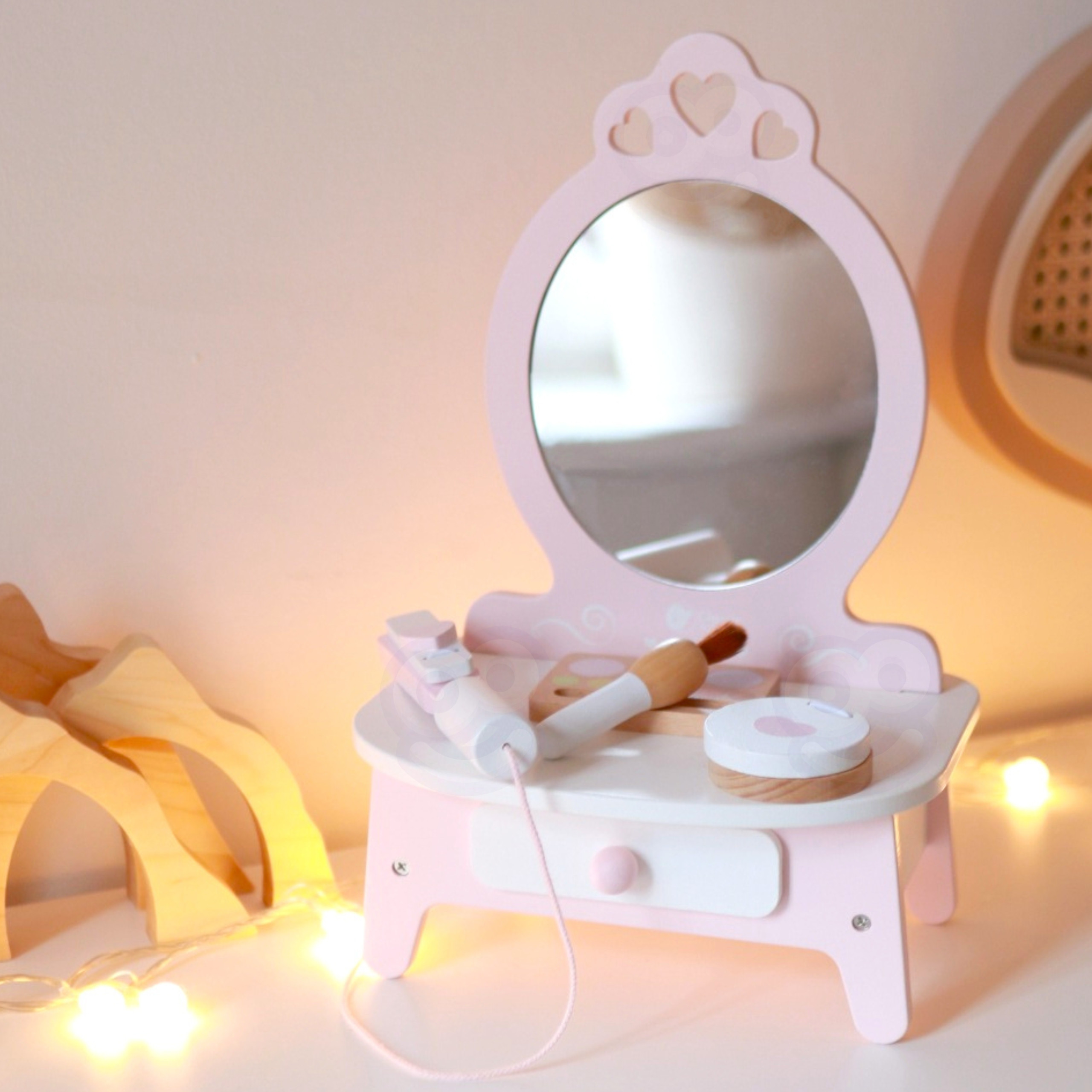 CLASSIC WORLD Wooden Dressing Table for Girls with Mirror + Hair Straightener 11 accessories - Slika 7