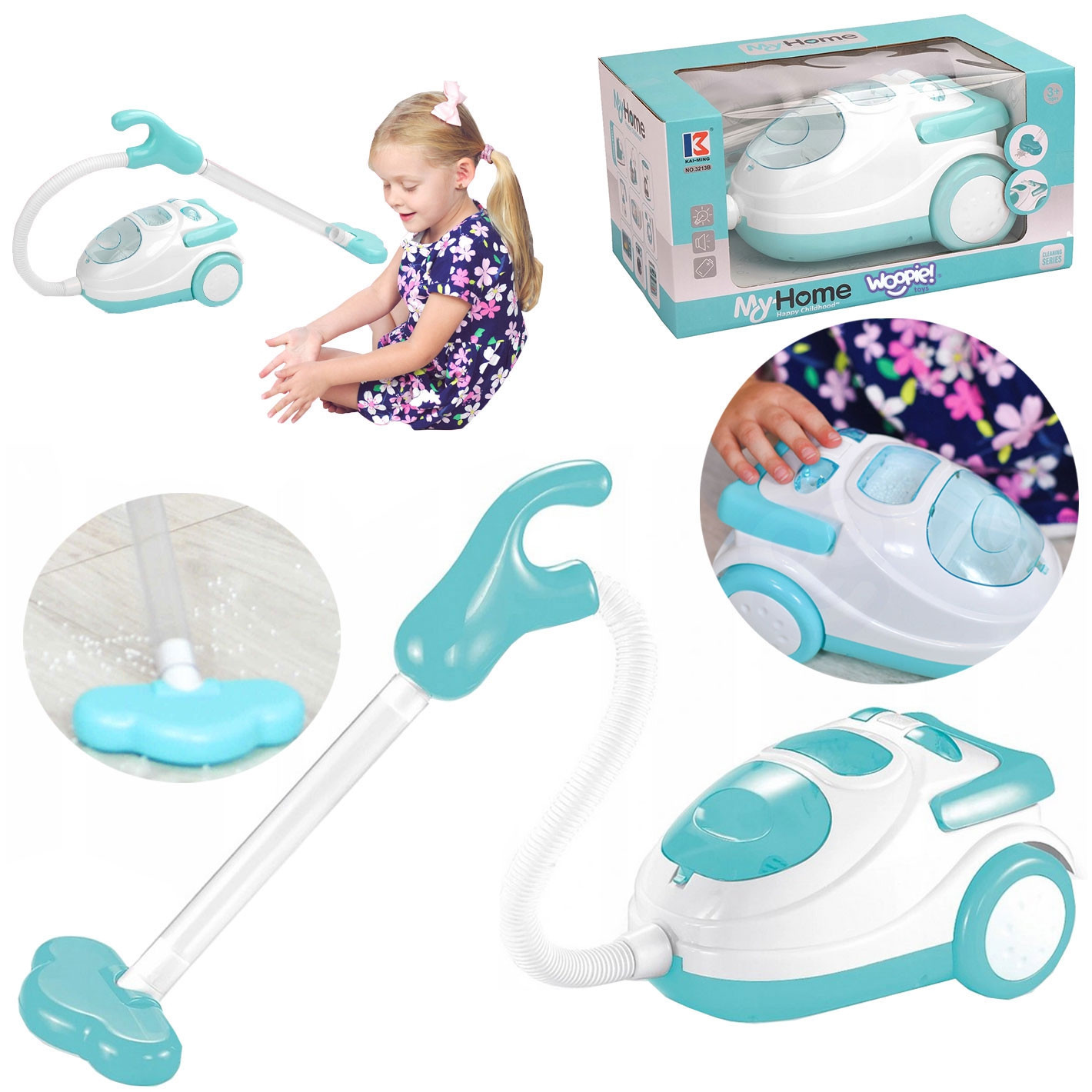 WOOPIE Interactive Vacuum Cleaner for Kids with Suction Function