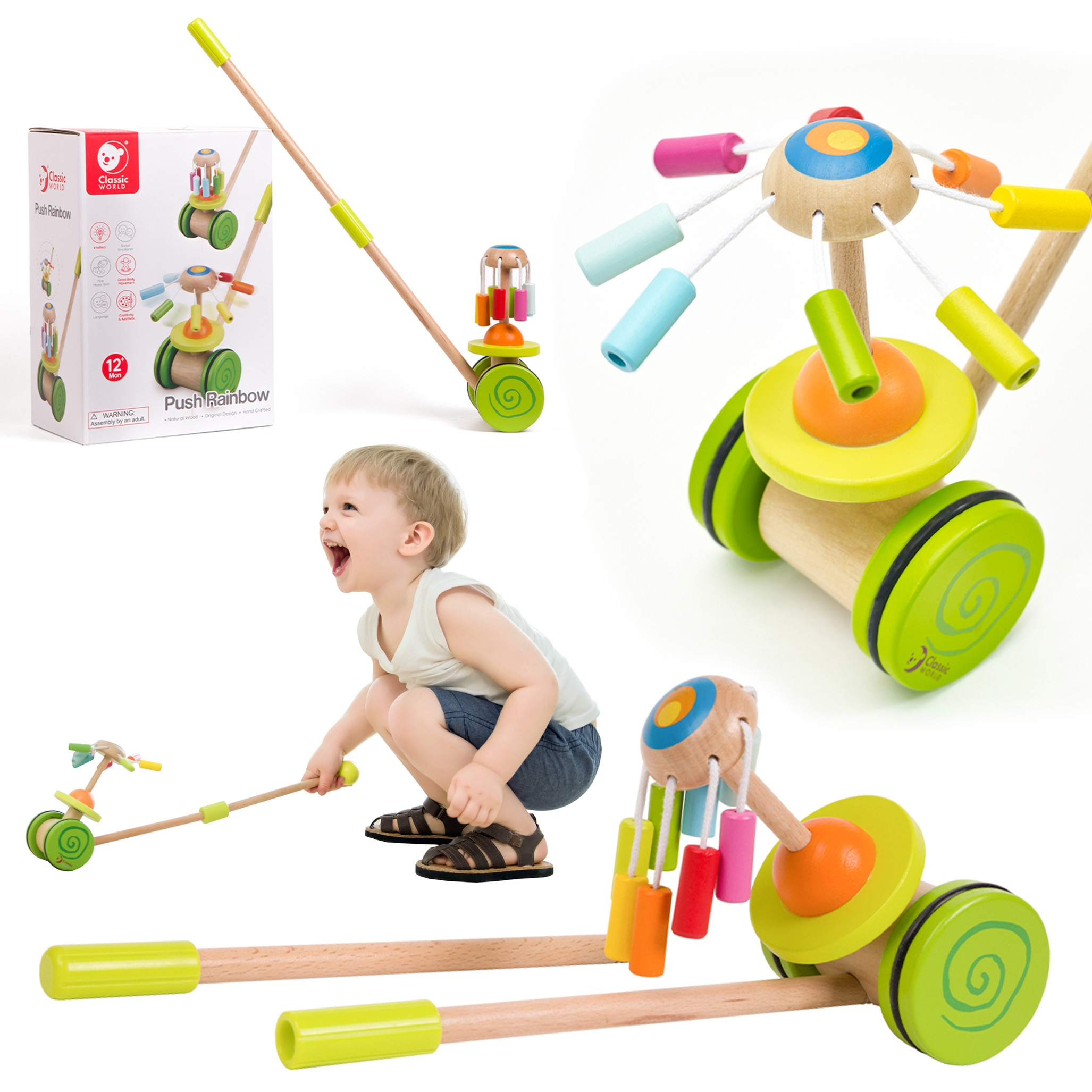 Classic World Wooden Pusher Pusher on a Stick Carousel for Children