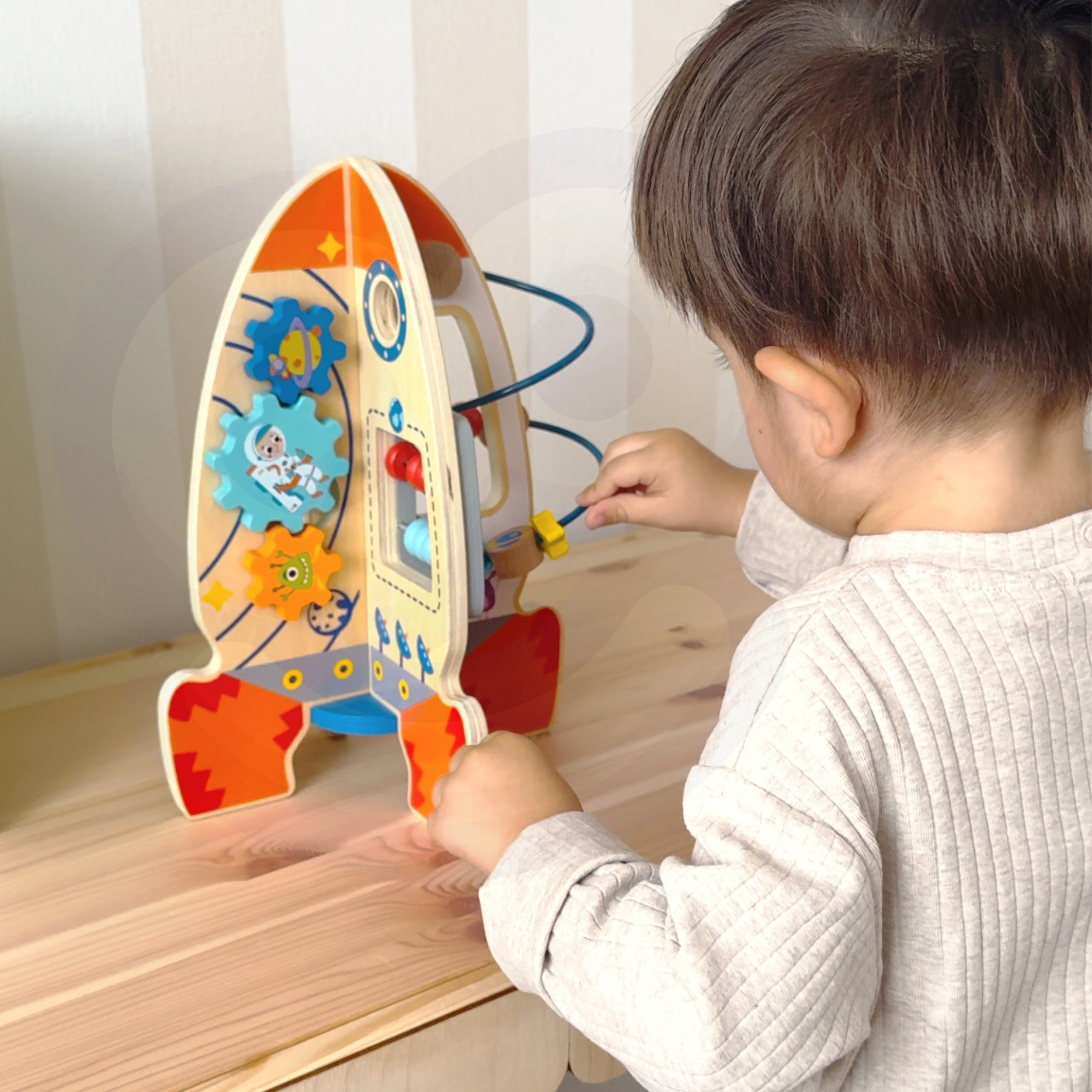 Tooky Toy Large Wooden Educational Toy Multifunctional Rocket - Slika 4