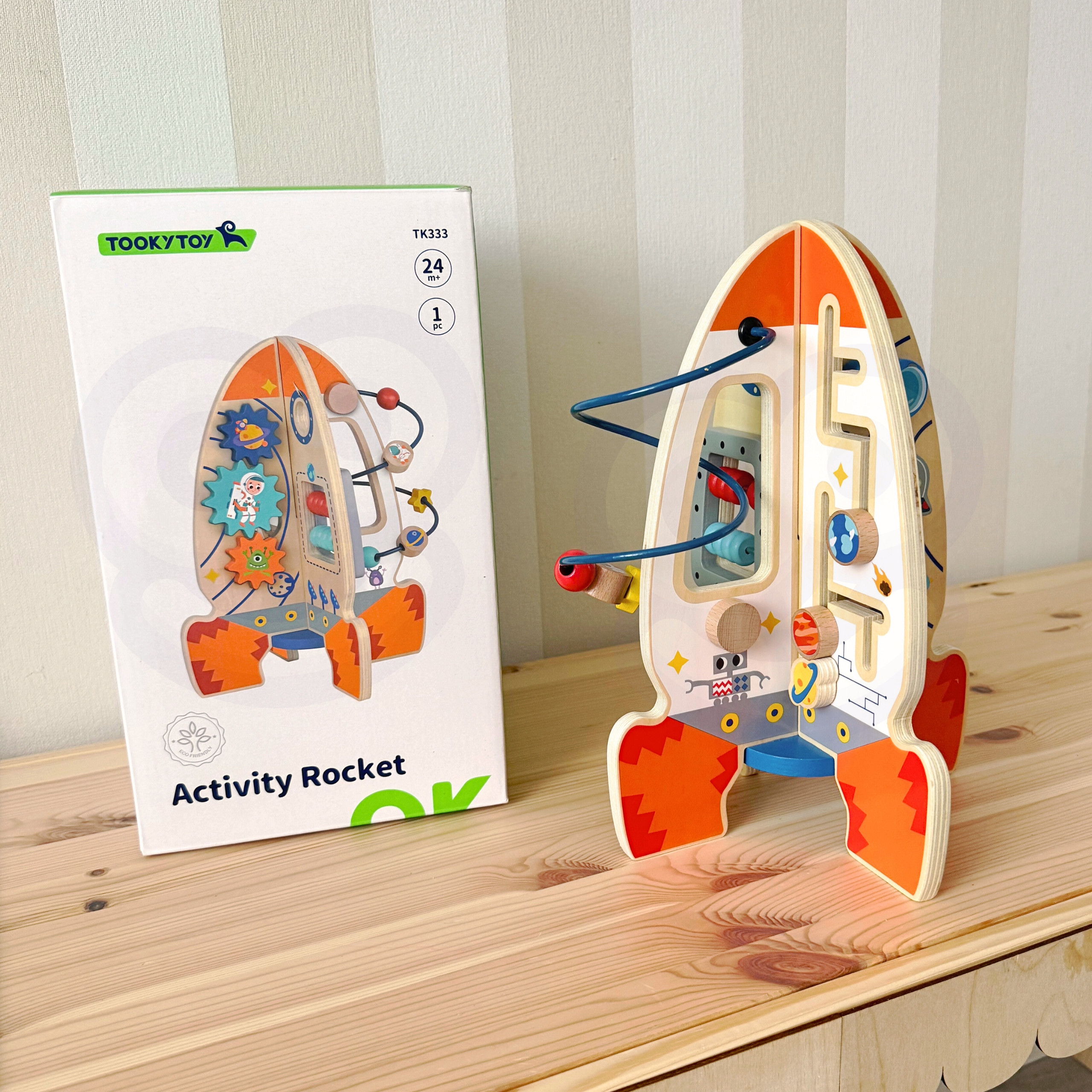 Tooky Toy Large Wooden Educational Toy Multifunctional Rocket - Slika 5