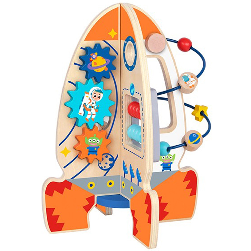 Tooky Toy Large Wooden Educational Toy Multifunctional Rocket - Slika 6