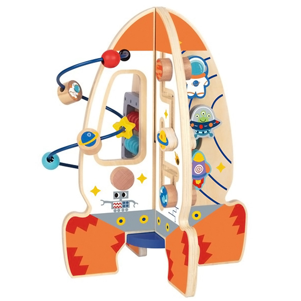 Tooky Toy Large Wooden Educational Toy Multifunctional Rocket - Slika 7