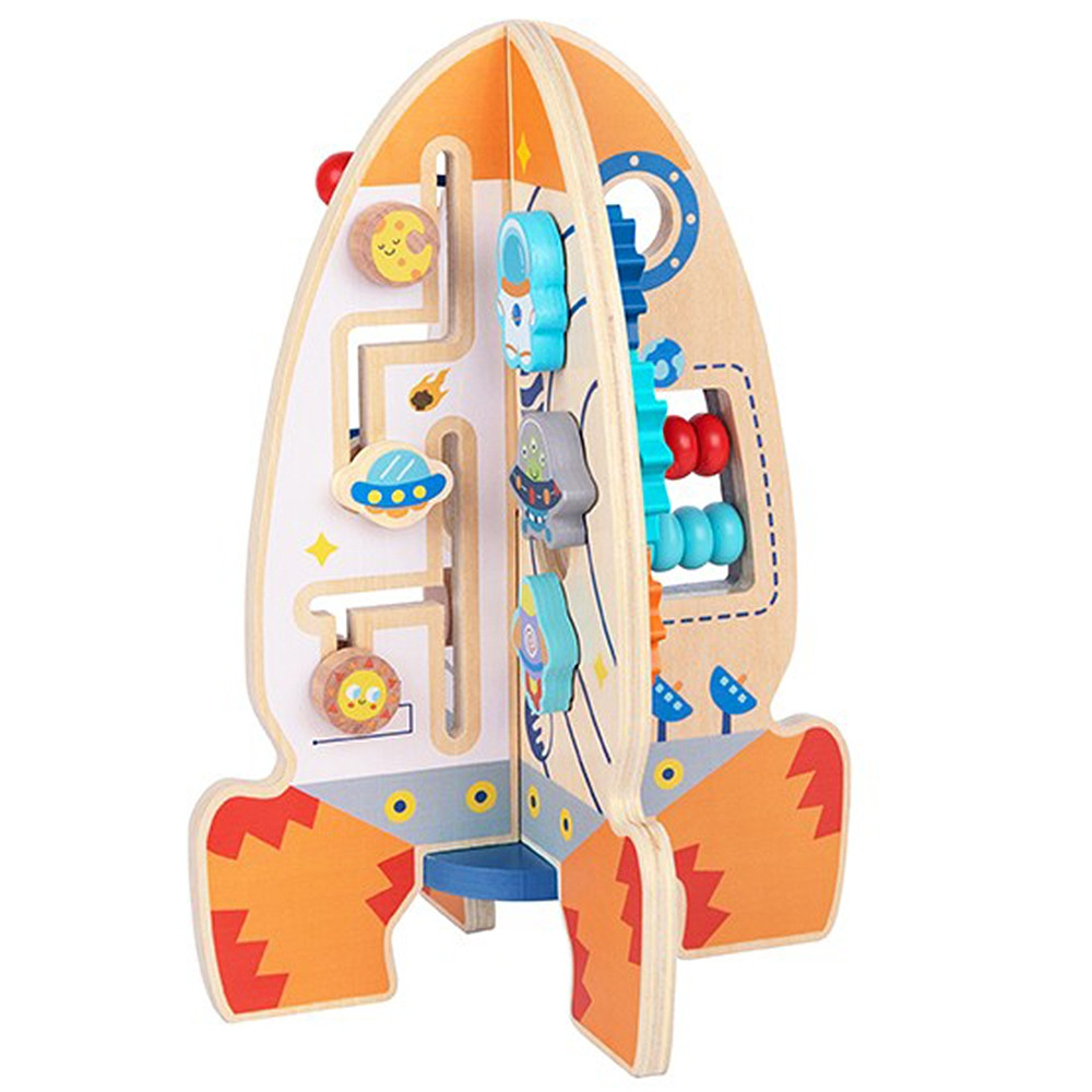 Tooky Toy Large Wooden Educational Toy Multifunctional Rocket - Slika 8