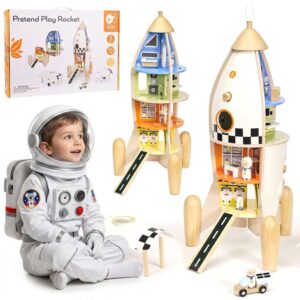 CLASSIC WORLD Wooden Rocket Children’s House + Figures 51 pcs.