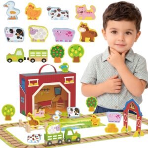 TOOKY TOY Wooden Farm in a Suitcase Figures Vehicles