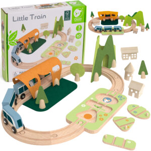 CLASSIC WORLD Set Railway Track Wooden Train + Shape Sorter 40 pcs.