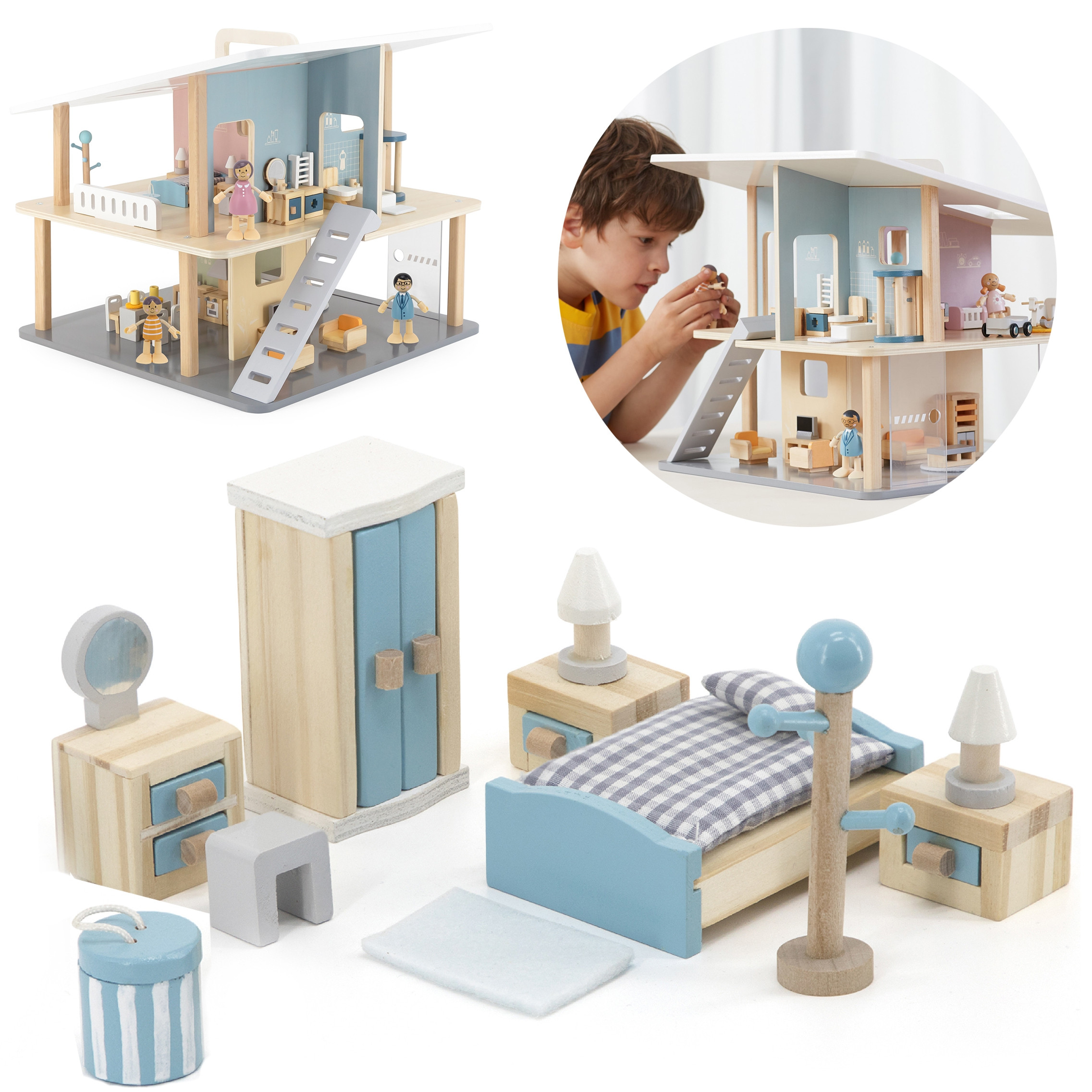 VIGA PolarB Dollhouse Bedroom Furniture Set