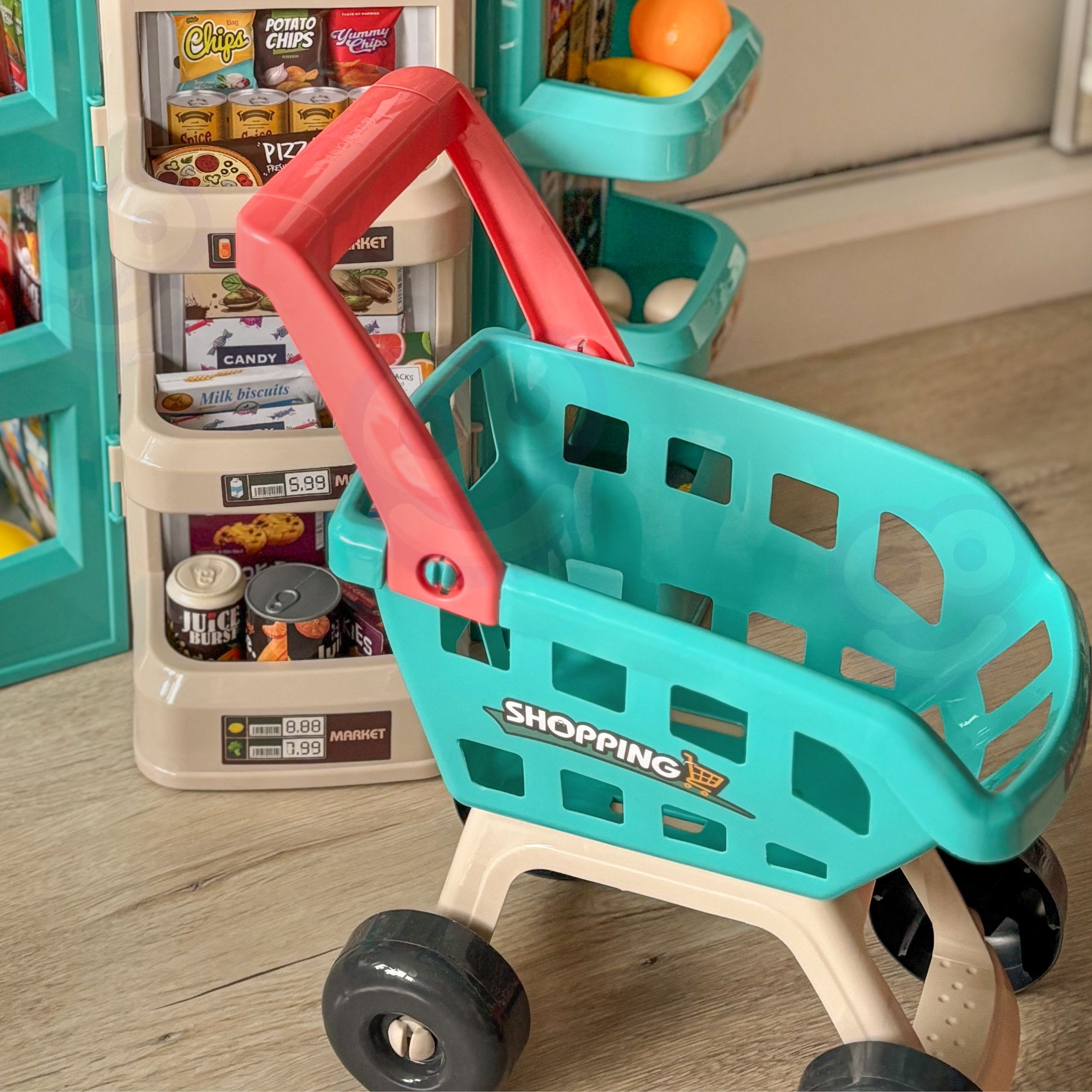 WOOPIE Supermarket Store and Trolley Shopping Cart Checkout Scale Scanner 47 acc - Slika 5