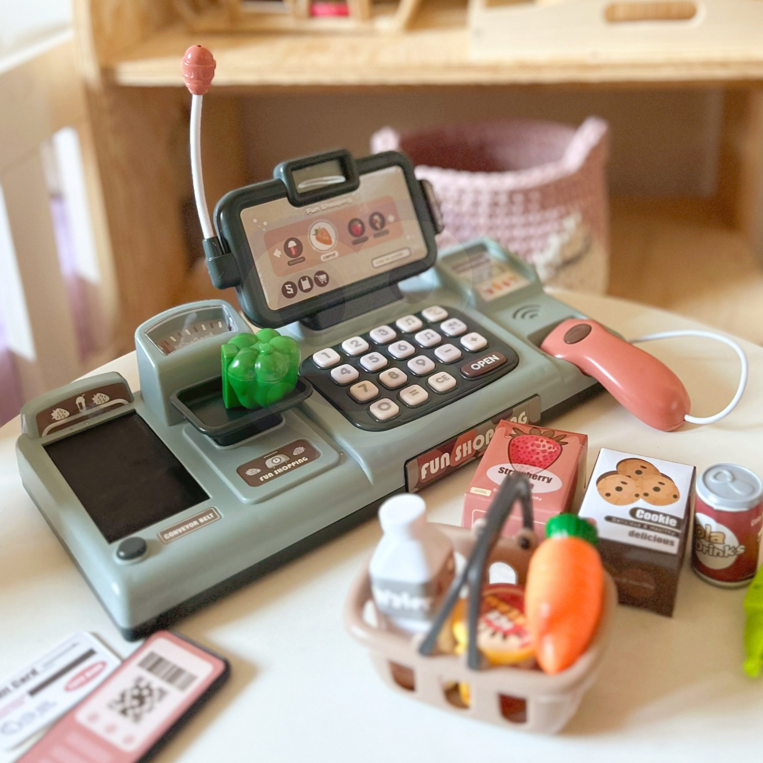 WOOPIE Kids' Cash Register Scanner Scale Microphone + 25 Accessories - Slika 8