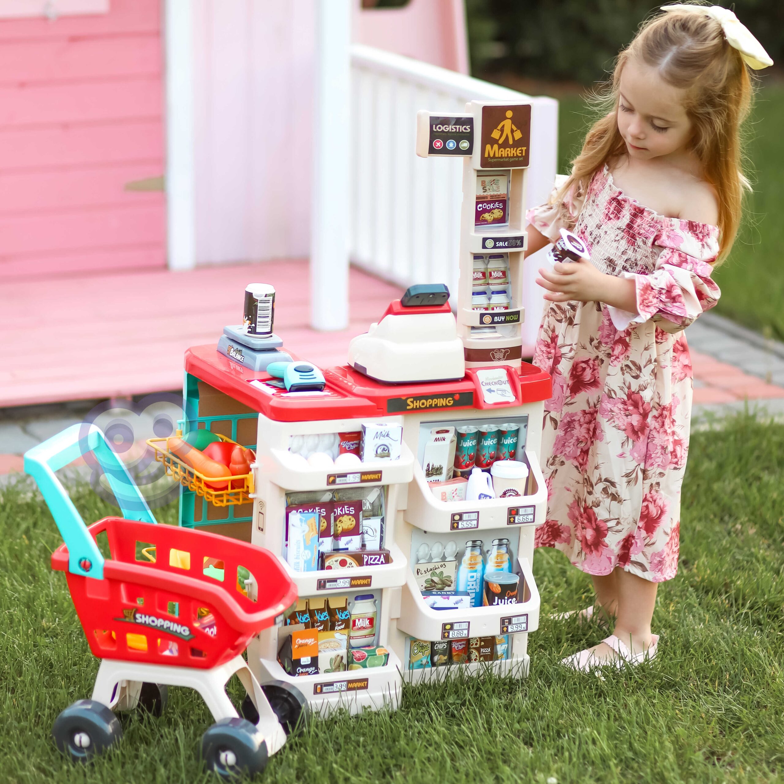 WOOPIE Supermarket Store with Shopping Cart Scale Cash Register Scanner + 48 Accs. - Slika 5