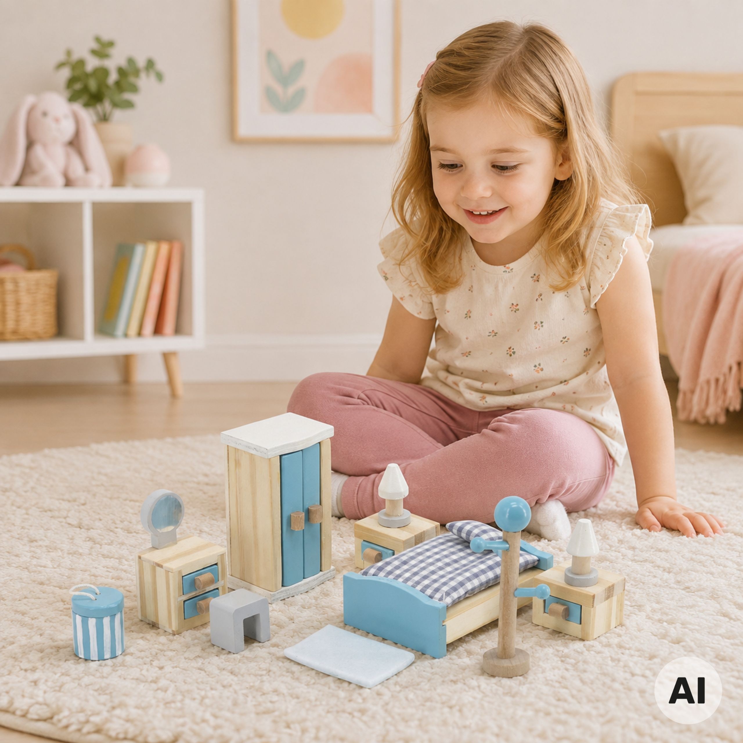 VIGA PolarB Dollhouse Bedroom Furniture Set - Slika 2